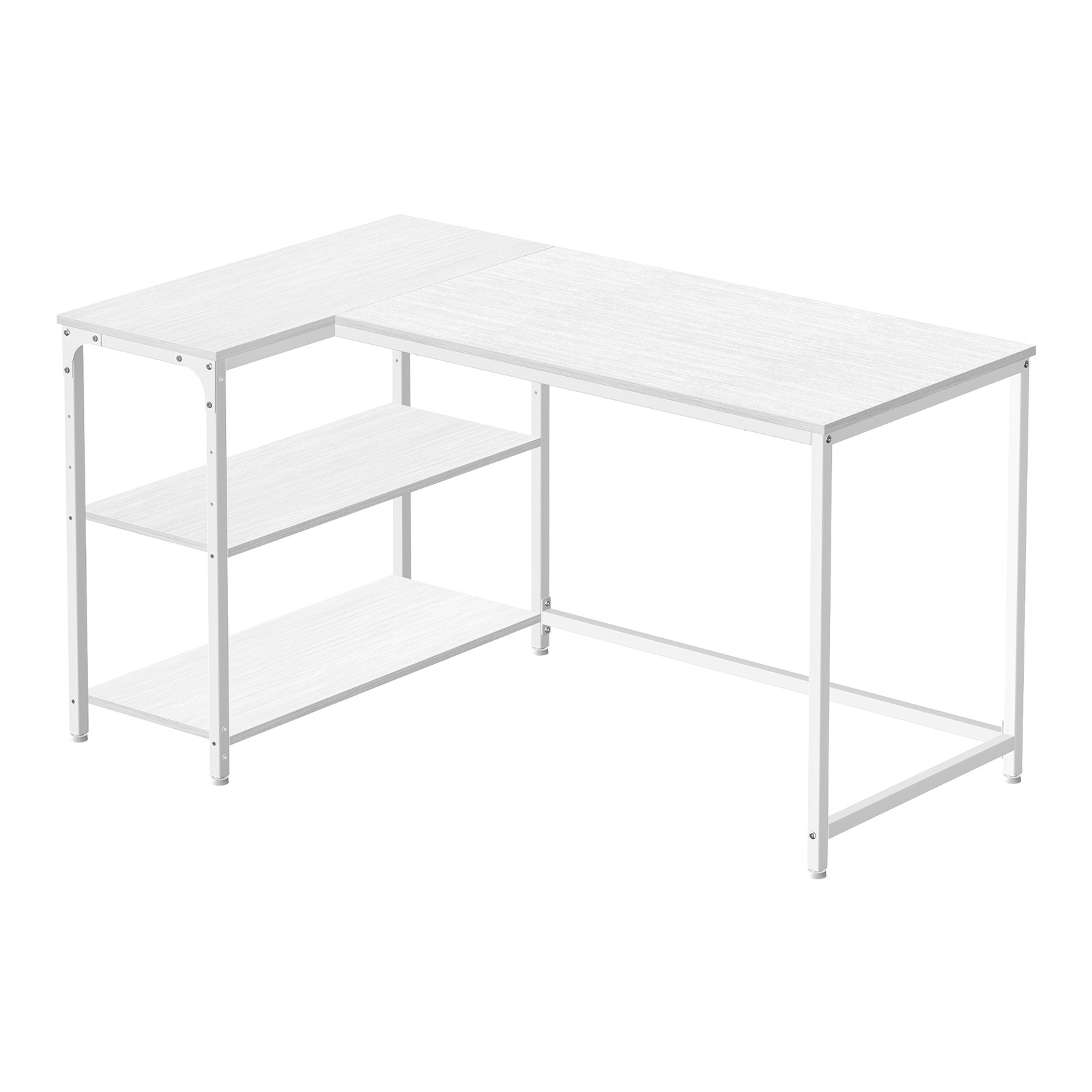 KESAMO L-Shaped Corner Computer Desk with Shelves - White - 120 x 80cm - Indigo Home
