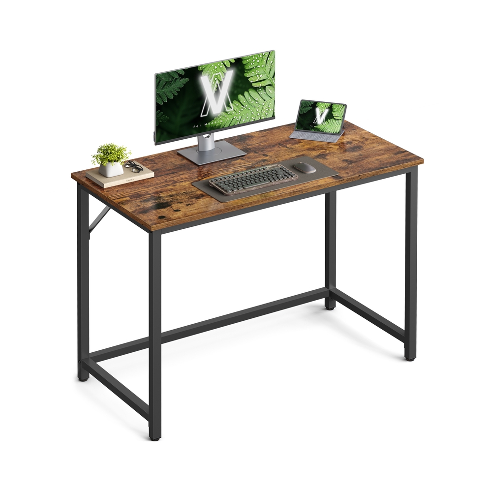 LAKETI Home Office Computer Desk - Rustic Brown and Black - Indigo Home
