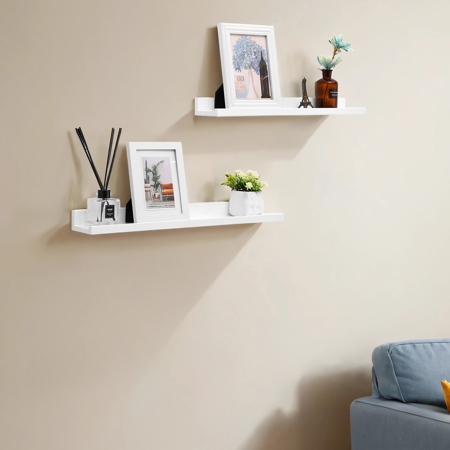 Wall Shelves - VERRA Set of 2 Floating Shelves Bedroom - White - Indigo Home