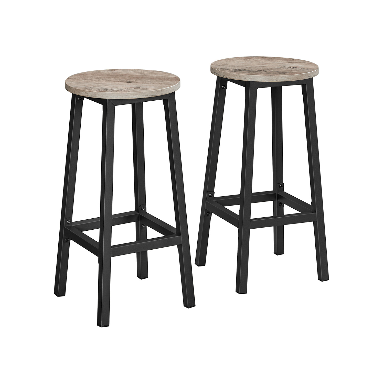 Kitchen Stools - LUMLIA Set of 2 Natural Black Stools - Black - Indigo Home
