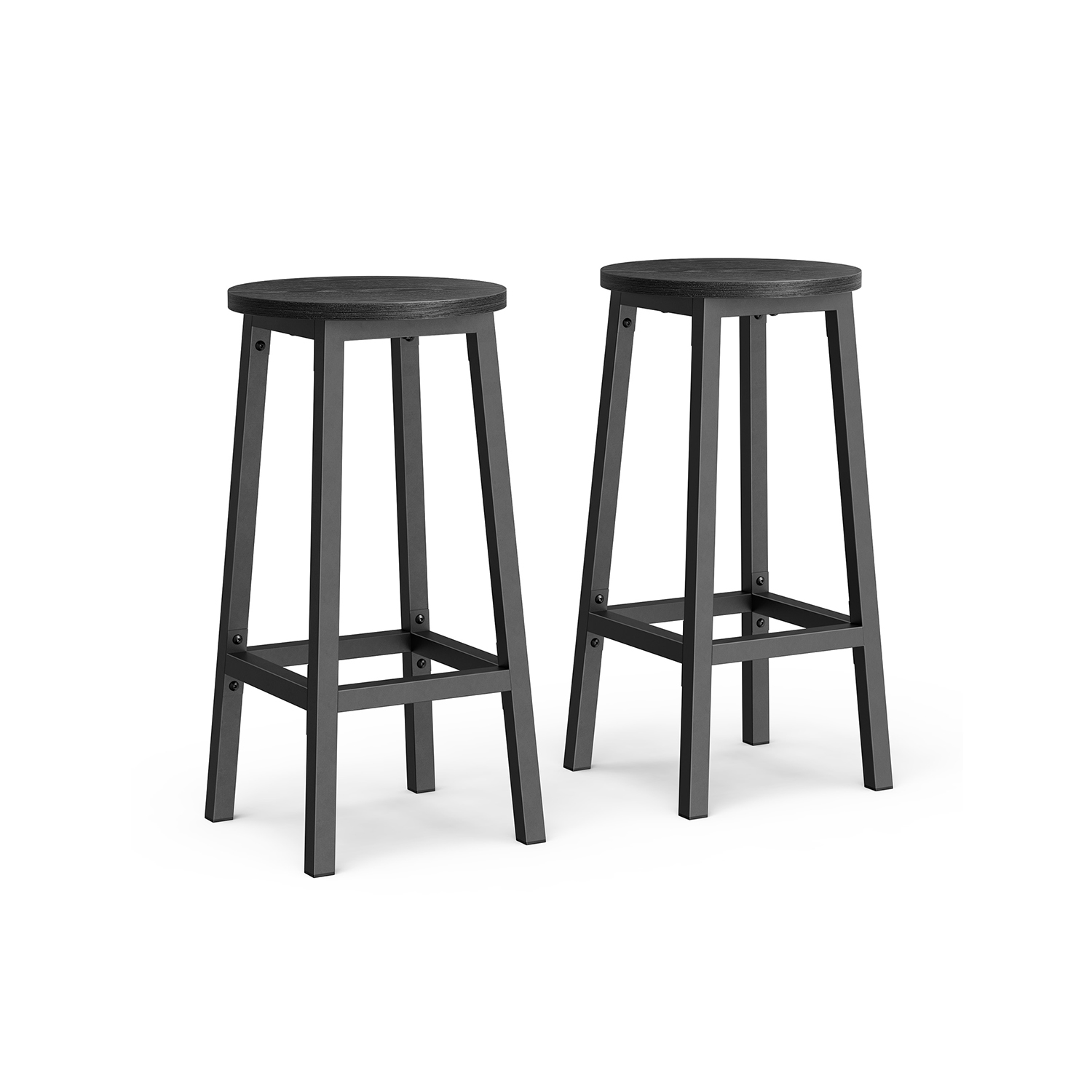 Set of 2 Bar Stools with Metal Frame and Footrest - Indigo Home