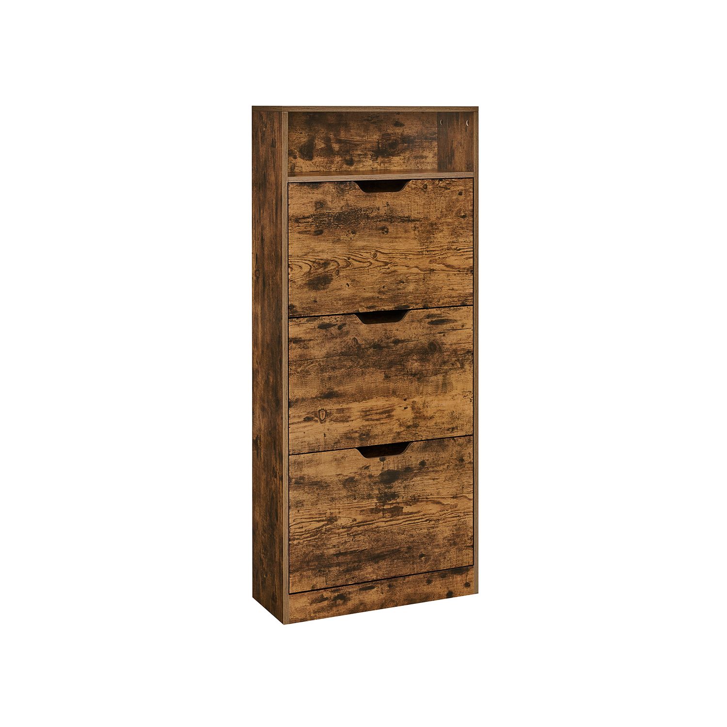 4-Tier Shoe Cabinet with Removable Divider Rustic Brown - Indigo Home