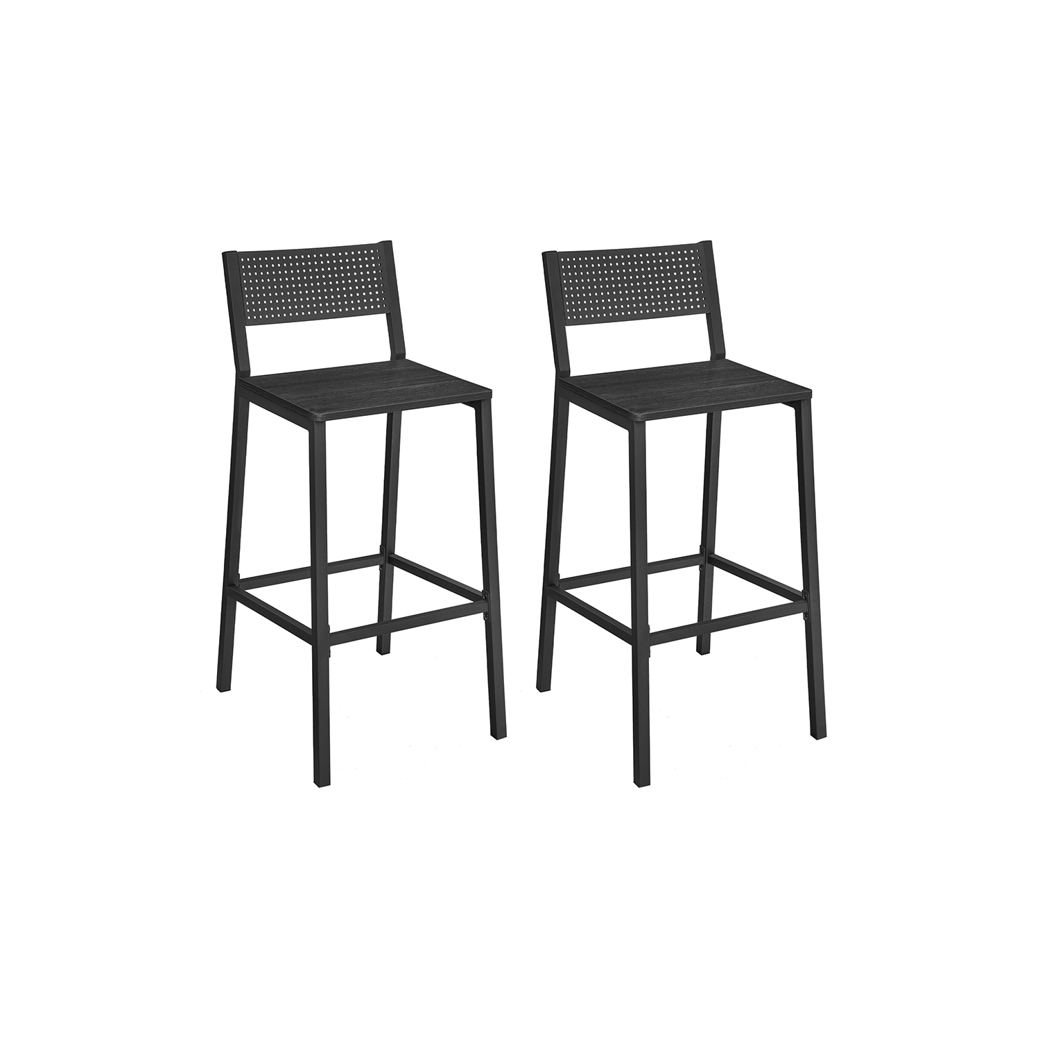 Set of 2 Kitchen Bar Stools Charcoal Gray and Black - Indigo Home