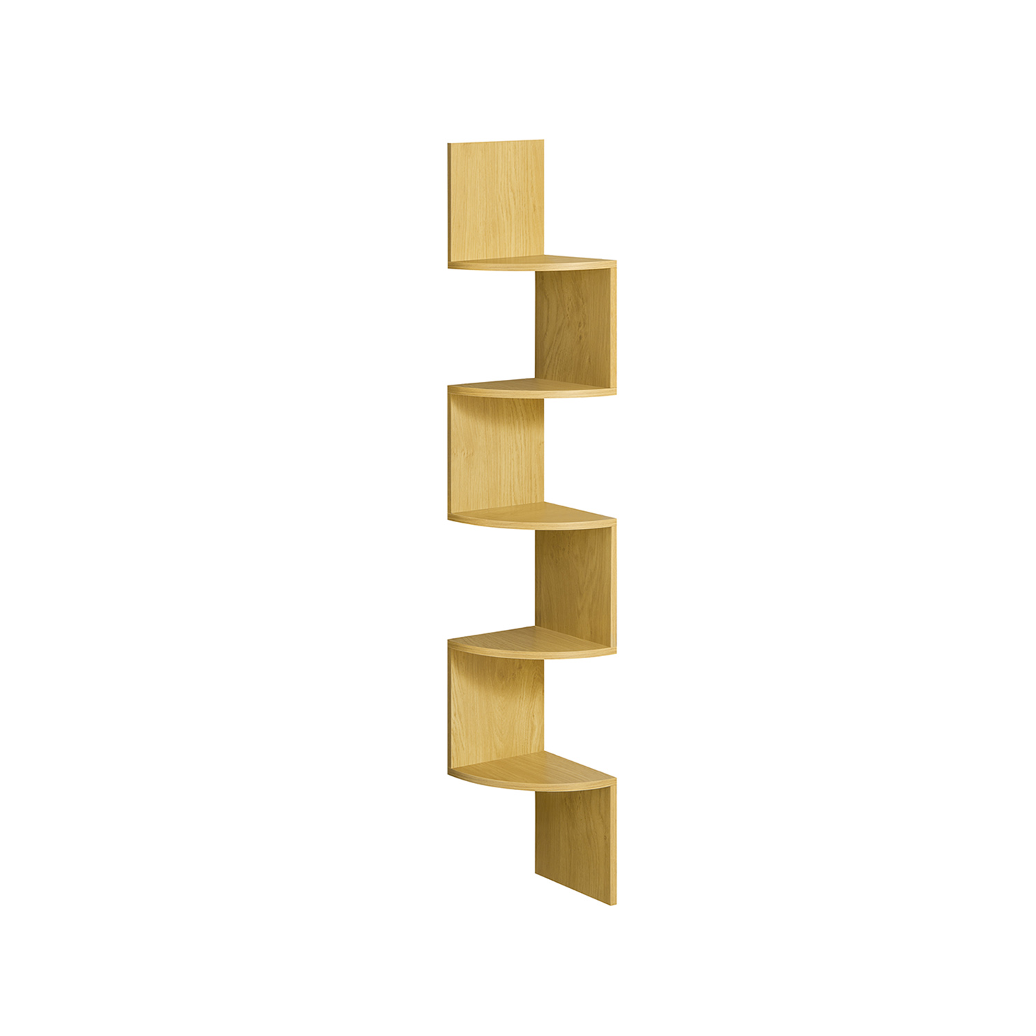 Corner Shelf - LUMLIA 5 Tier Wall Mounted Shelf Natural Oak - Natural Oak - Indigo Home
