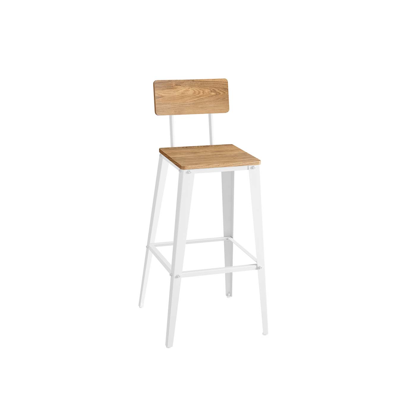 Bar Stools - LUMLIA Set of 2 with Backrest Wheat Brown White - Indigo Home