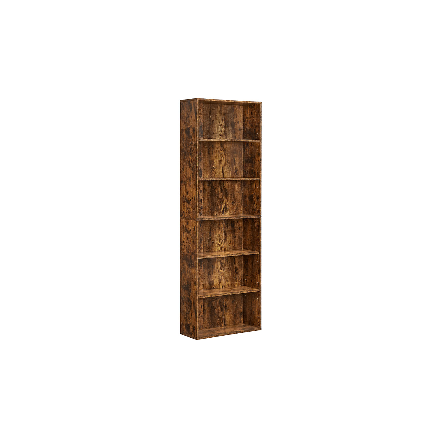 Bookcase - MONNOS Industrial 6 Shelve Rustic Brown - Rustic Brown - Indigo Home