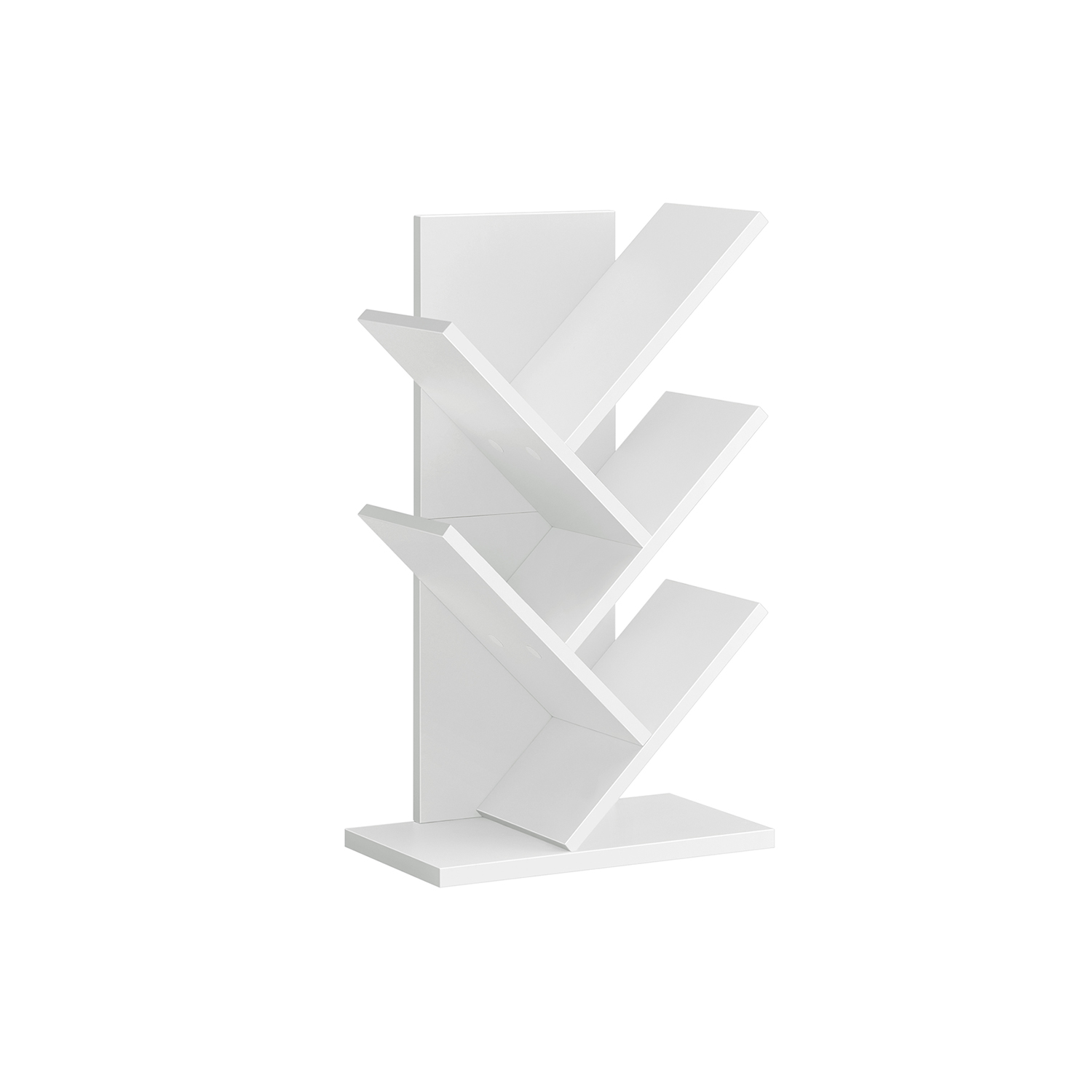Tree Bookshelf - MONNOS 5 Tier Wooden Shelves - White - Indigo Home