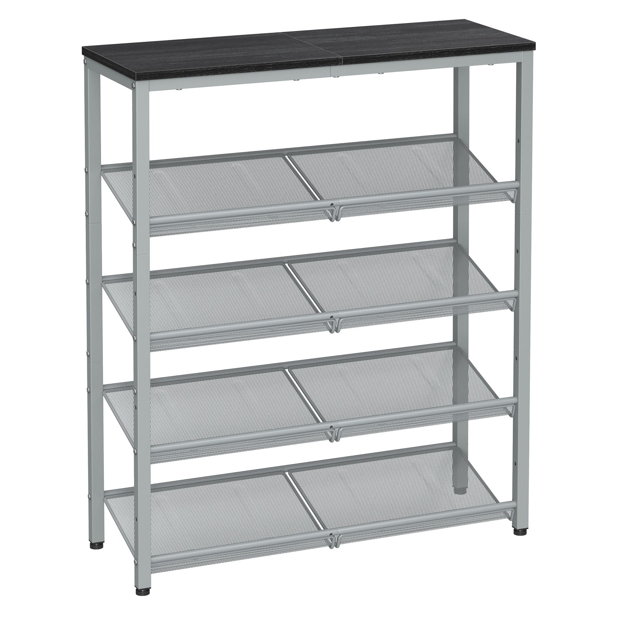 AVOSO Shoe Rack - 5 Tier Storage Medium Sized Rack - Metallic Silver - Indigo Home