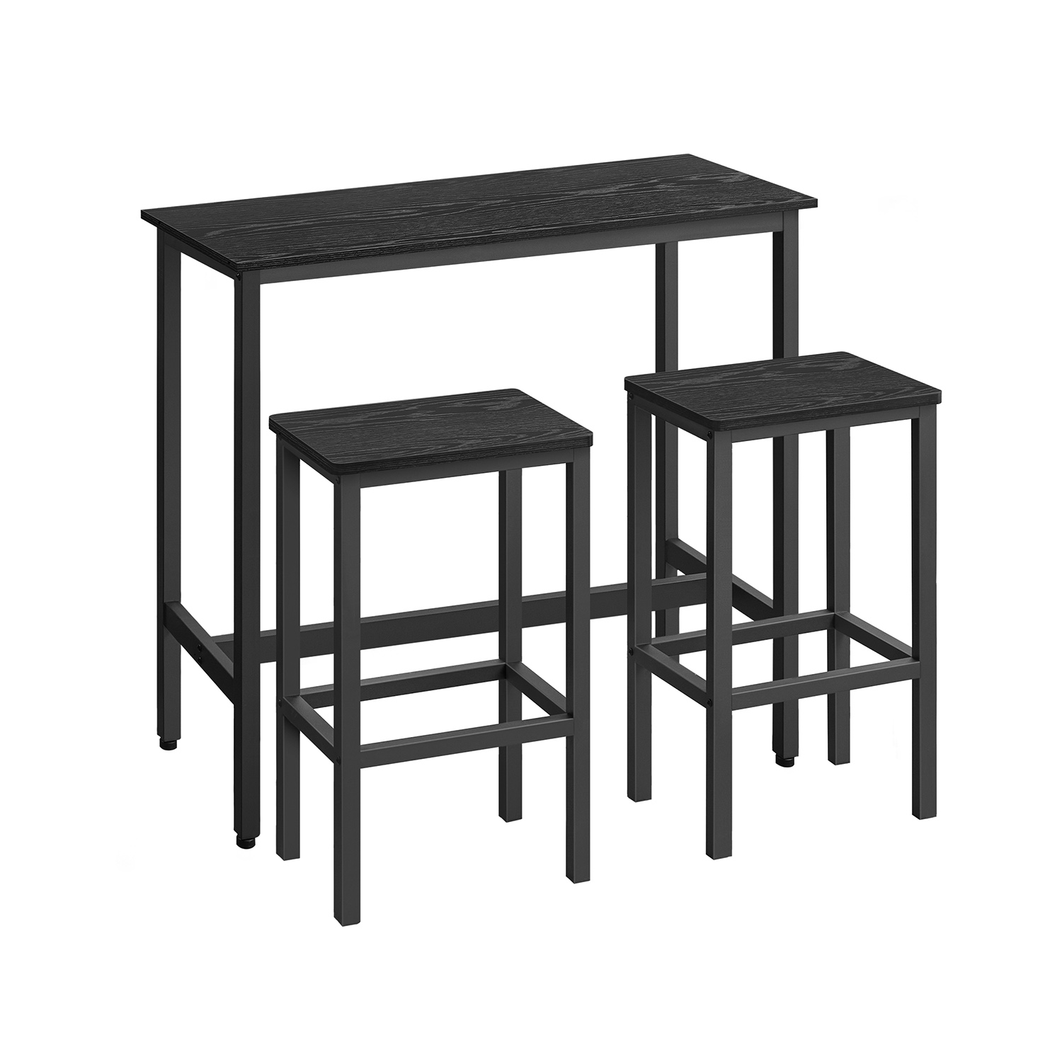 Dining Table Set - VELTTO 3 Piece Dining Set with Chairs - Ebony Black - Indigo Home