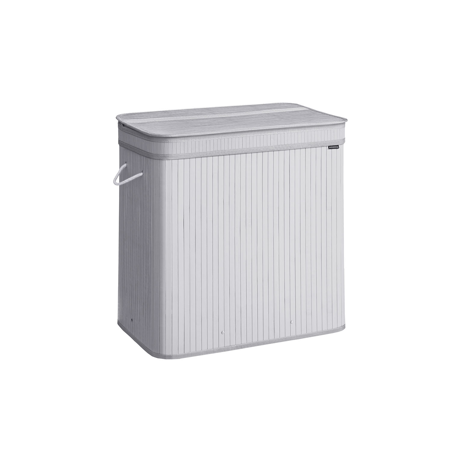 Laundry Basket - LUMNIA Bamboo with Lid - Dove Grey - Indigo Home