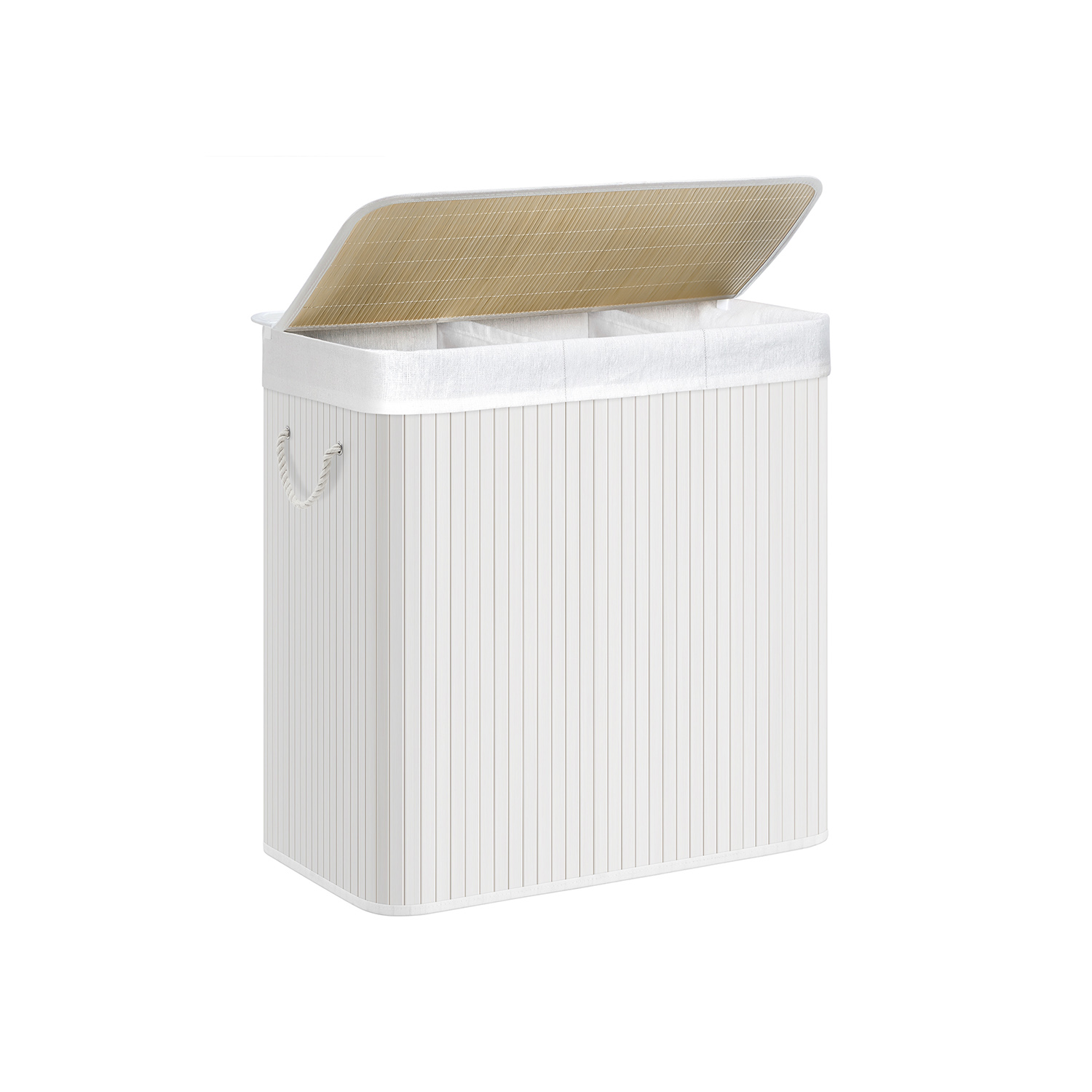 Laundry Hamper - LUMNIA 150L 3 Section Basket - White - Indigo Home