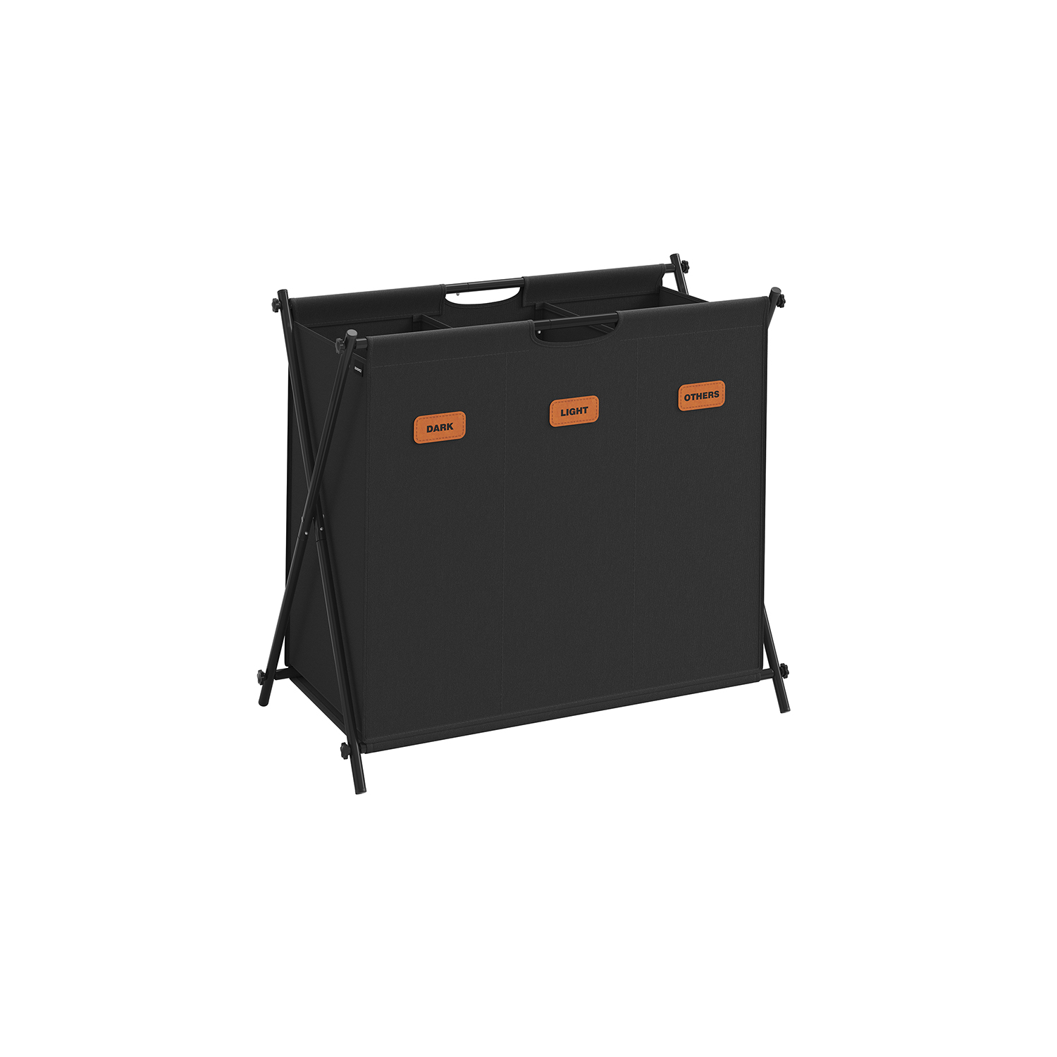 Laundry Hamper - TARRIA 135L X-Frame with 3 Sections - Black - Indigo Home