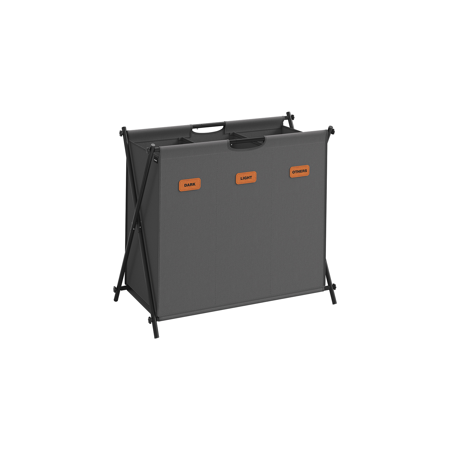 Laundry Hamper - TARRIA 135L X-Frame 3 Sections - Slate Grey - Indigo Home