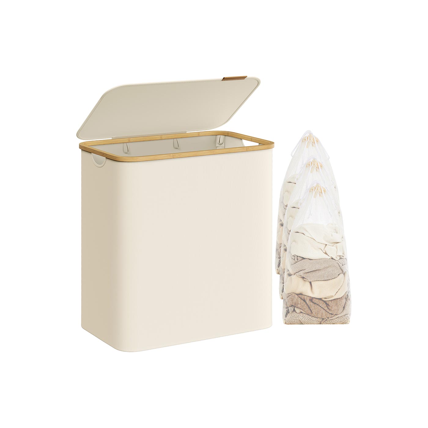 Laundry Basket - LUSNZA 150L with Lid - White - Indigo Home