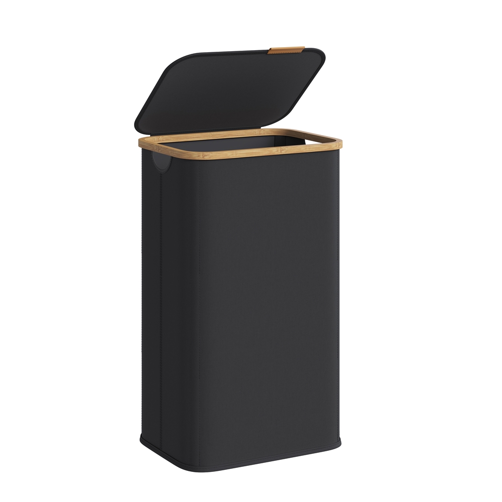 LEVYLA Laundry Hamper with Lid 100L - Ink Black - Indigo Home