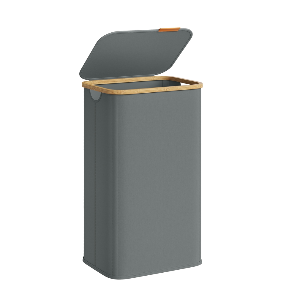 LEVYLA Laundry Hamper with Lid 100L - Slate Grey - Indigo Home