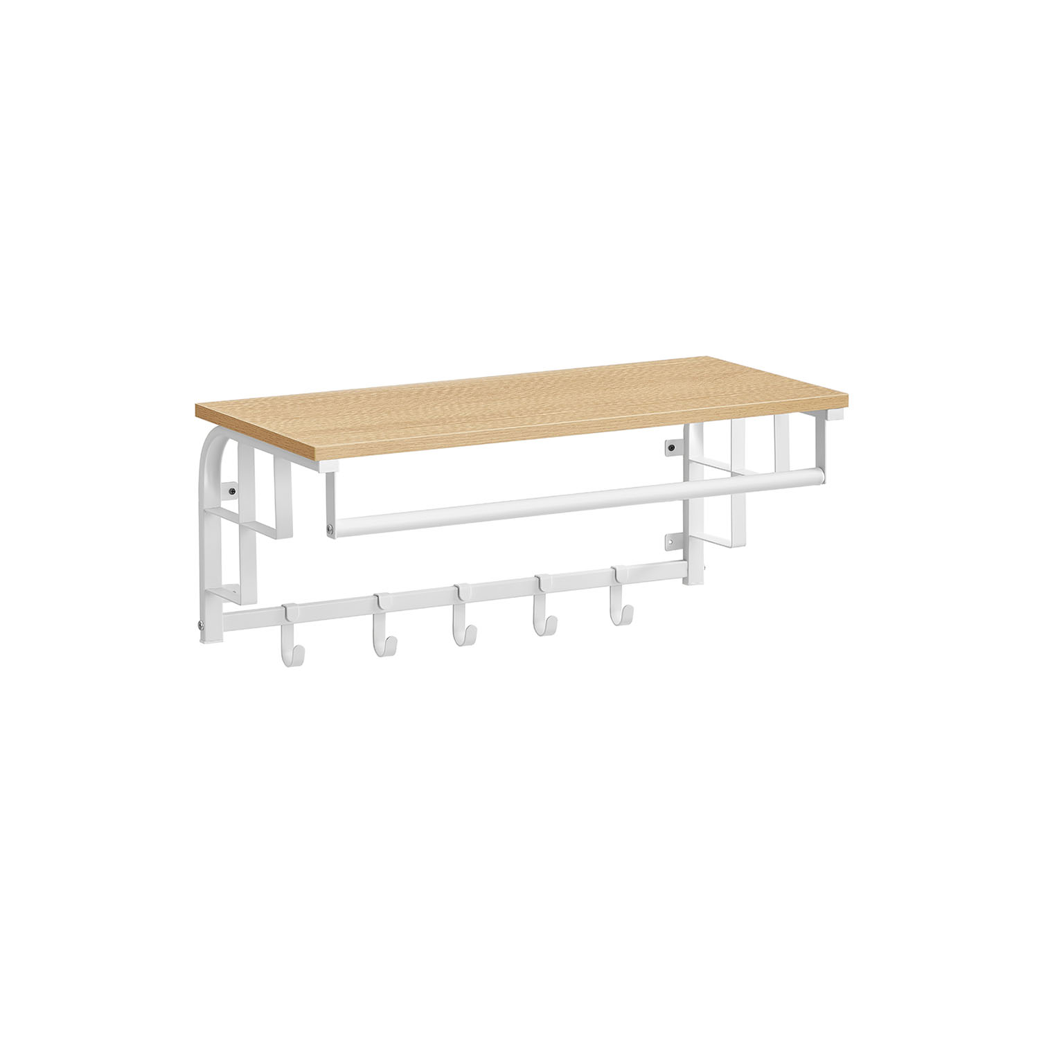 Coat Rack - MODSO Wall Mounted 5 Hook - Golden Oak - Indigo Home