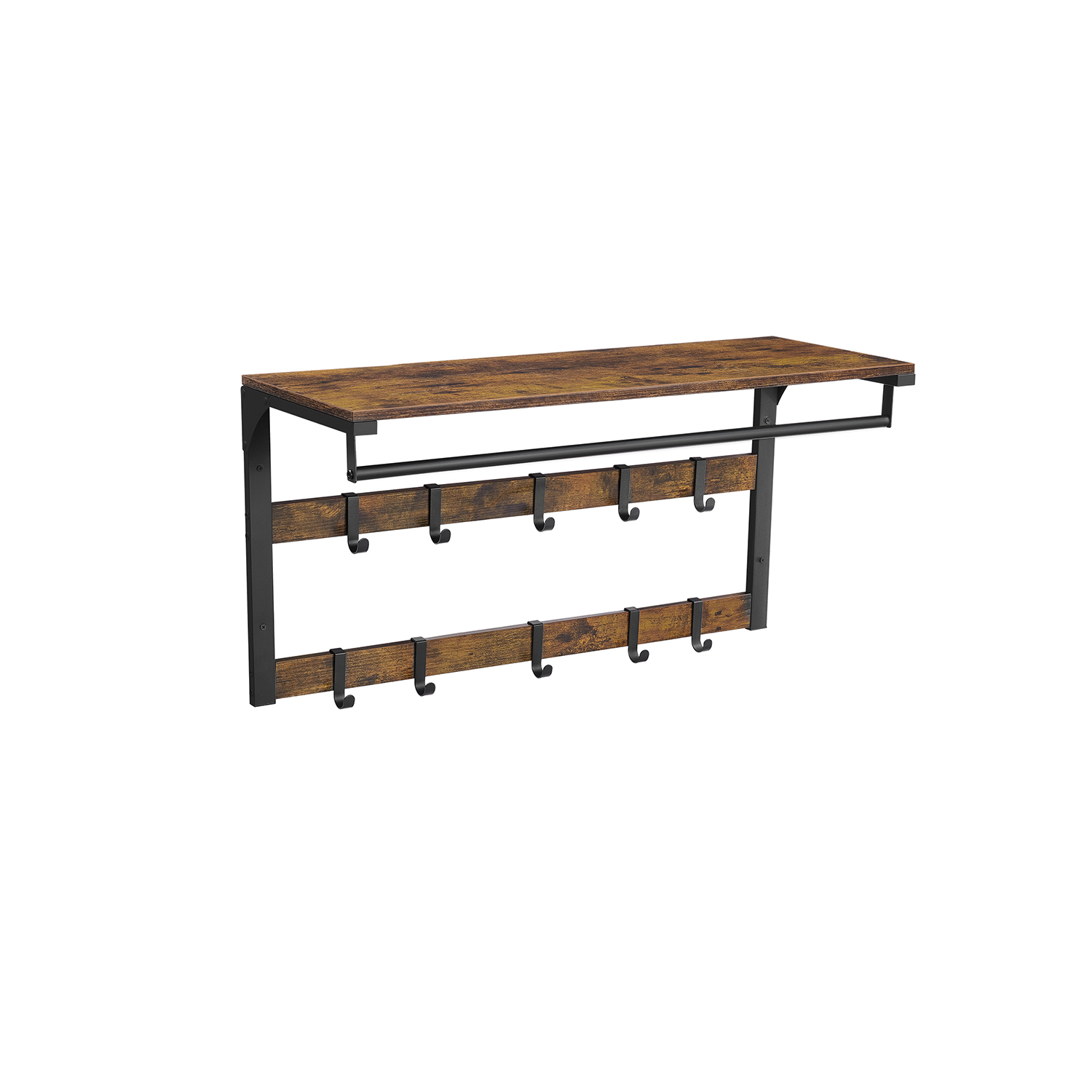 Wall Mounted Coat Rack Rustic Brown and Black - Indigo Home