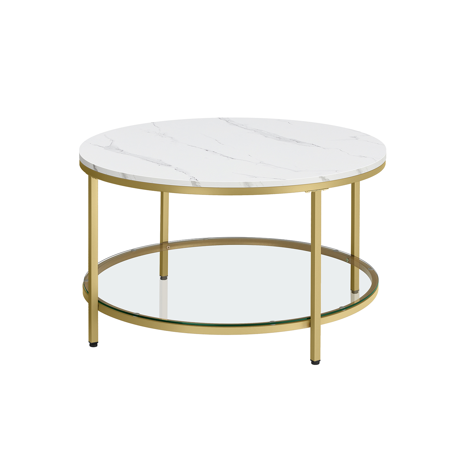 Faux Marble Round Coffee Table with Storage Shelf - Indigo Home