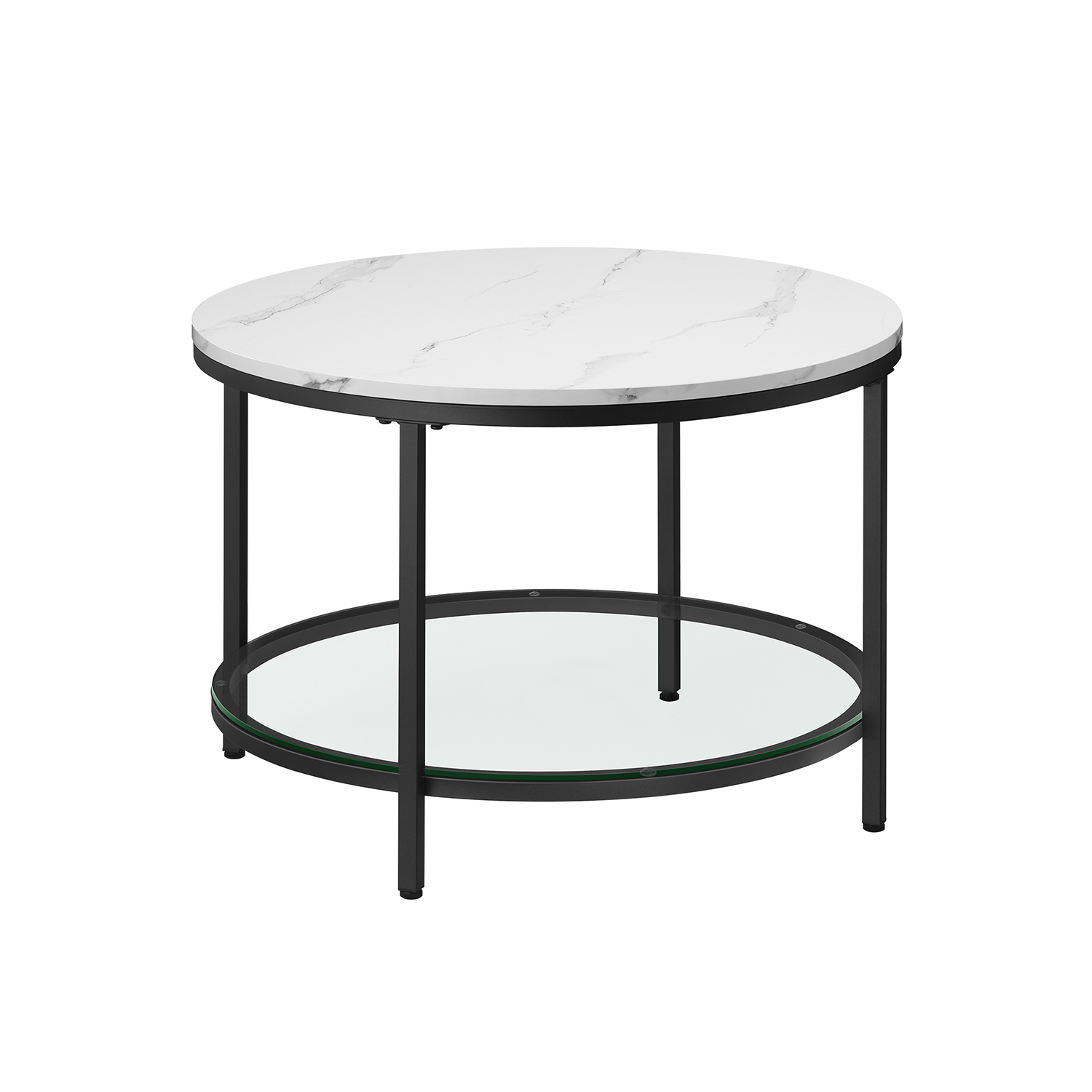 Round Coffee Table Marble White and Ink Black - Indigo Home