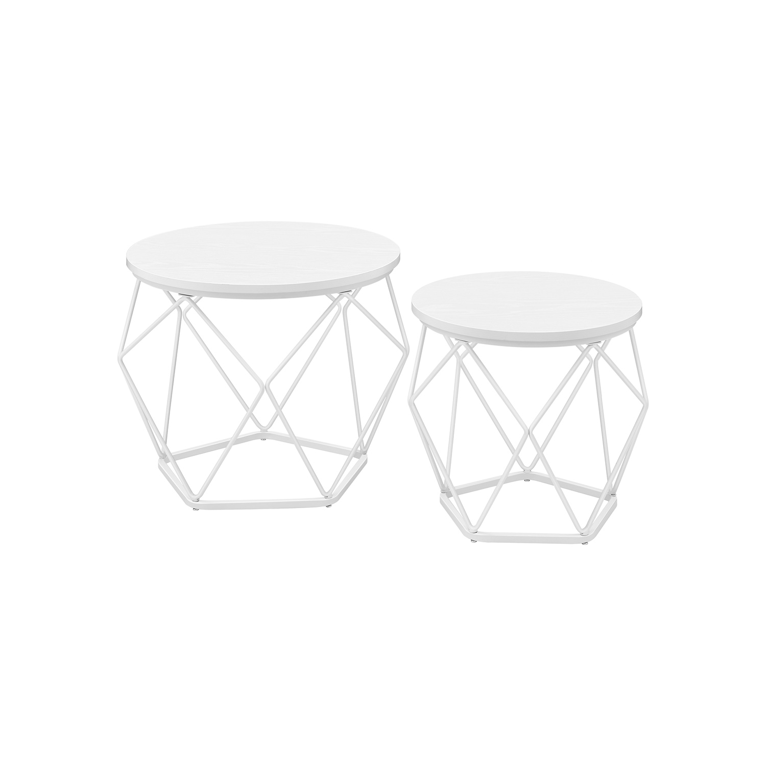 Coffee Tables - MONNZA Set of 2 Round Tables - White - Indigo Home