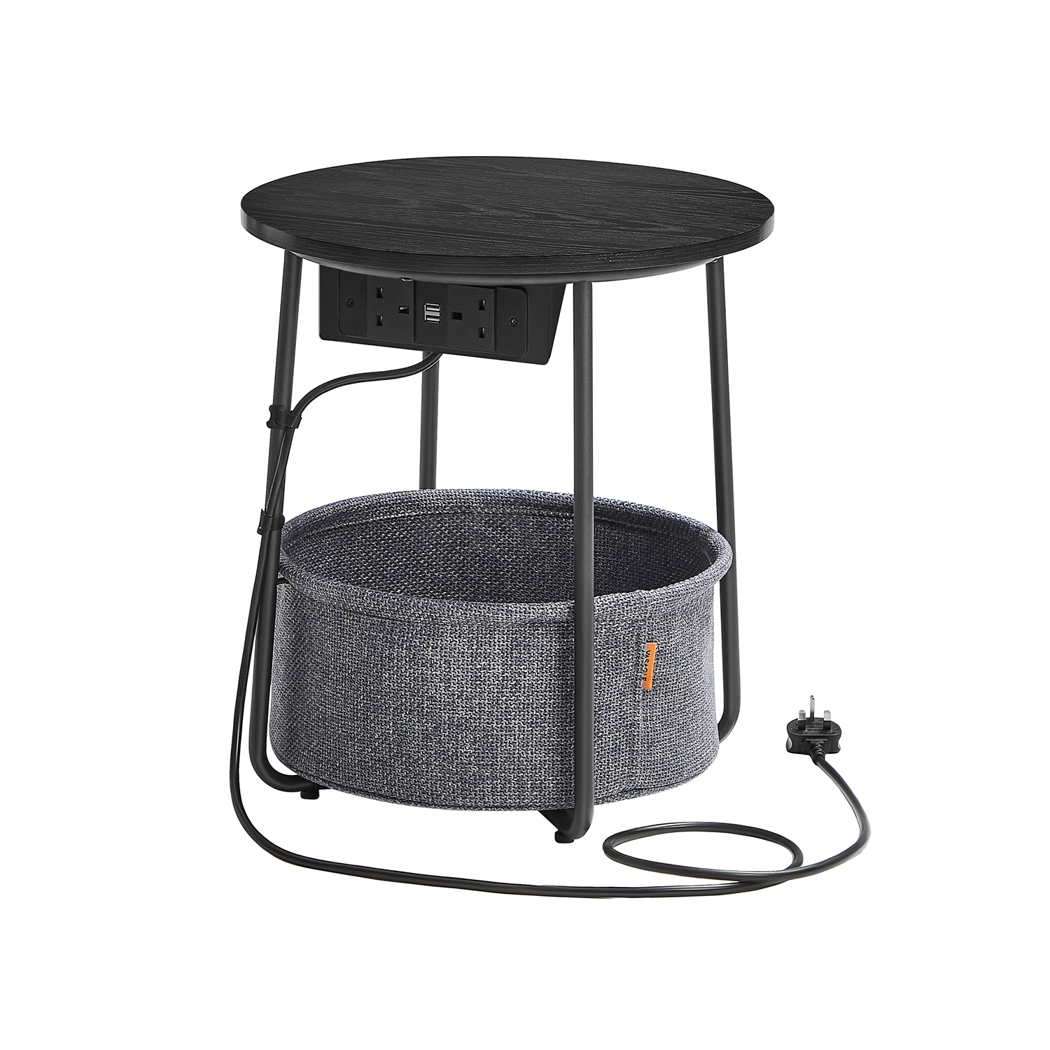 Side Table - SERDA Round Table Ebony Black Slate Grey - Indigo Home