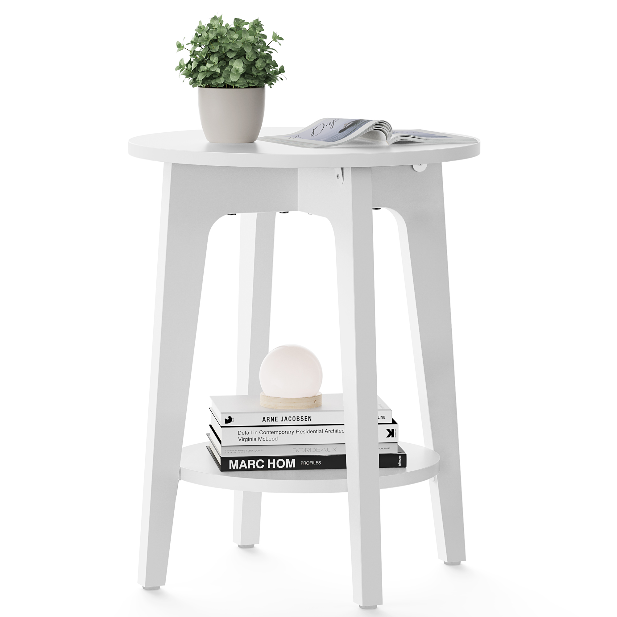 Side Table - SERDA Lower Shelf Side Table - White - Indigo Home