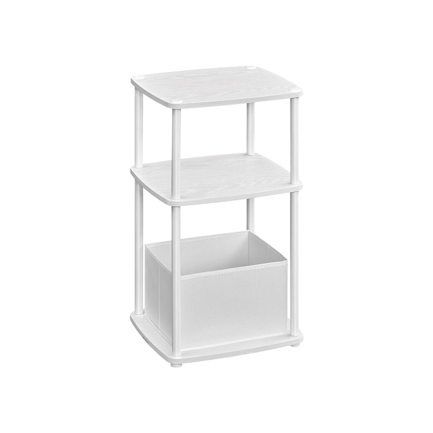 Side Table - SERDA Modern 3 Storage Shelves - Snow White - Indigo Home