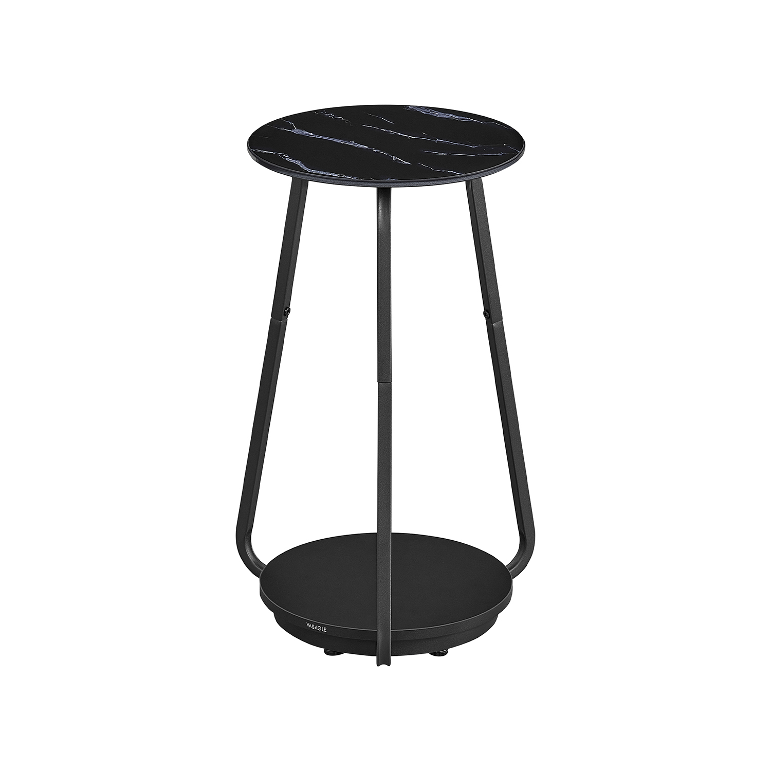Side Table - SERDA 2 Tier Round Glass Top Marble - Black - Indigo Home