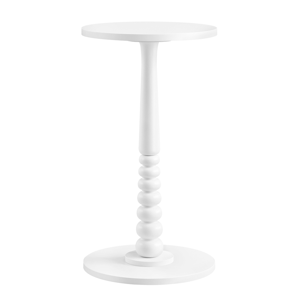 LOMIXY MARIEL Round Side Table with Wooden Leg - Cloud White - Indigo Home