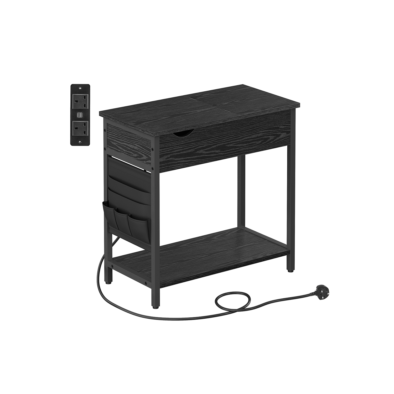 Slim Side Table with Charging Station - Indigo Home