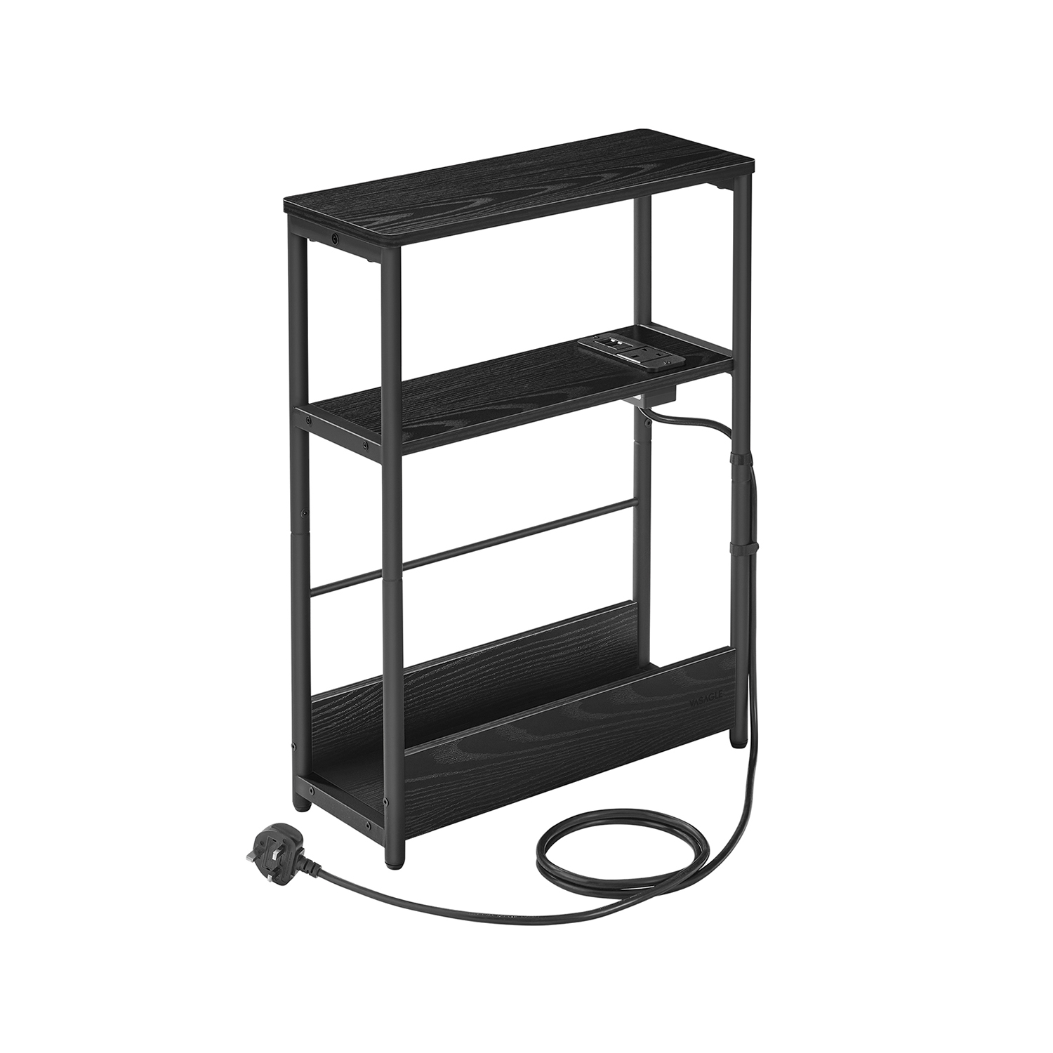 Side Table - VIVNIA 3 Tier Slim - Ebony Black - Indigo Home