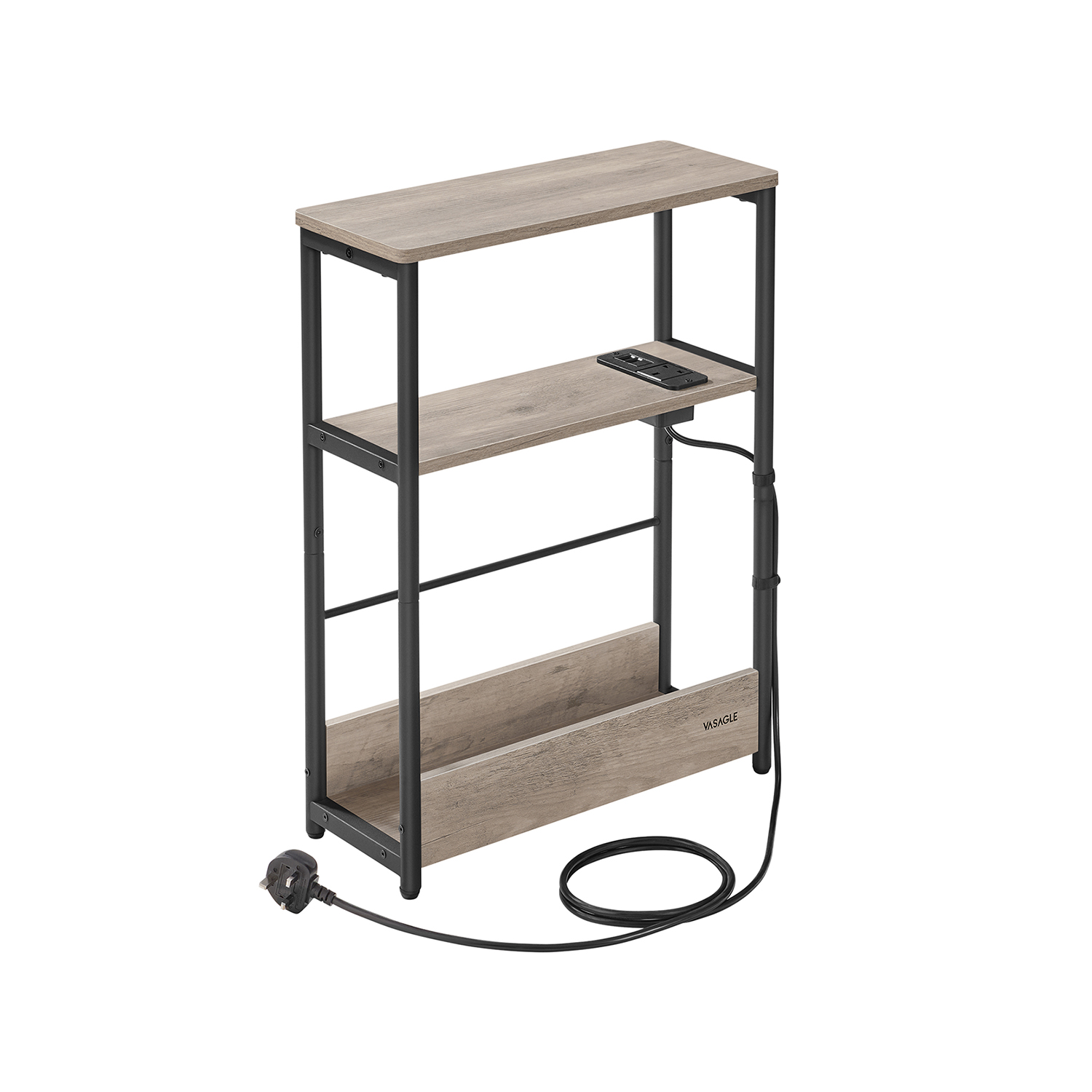 Side Table - VIVNIA 3 Tier Slim Table Natural Black - Indigo Home
