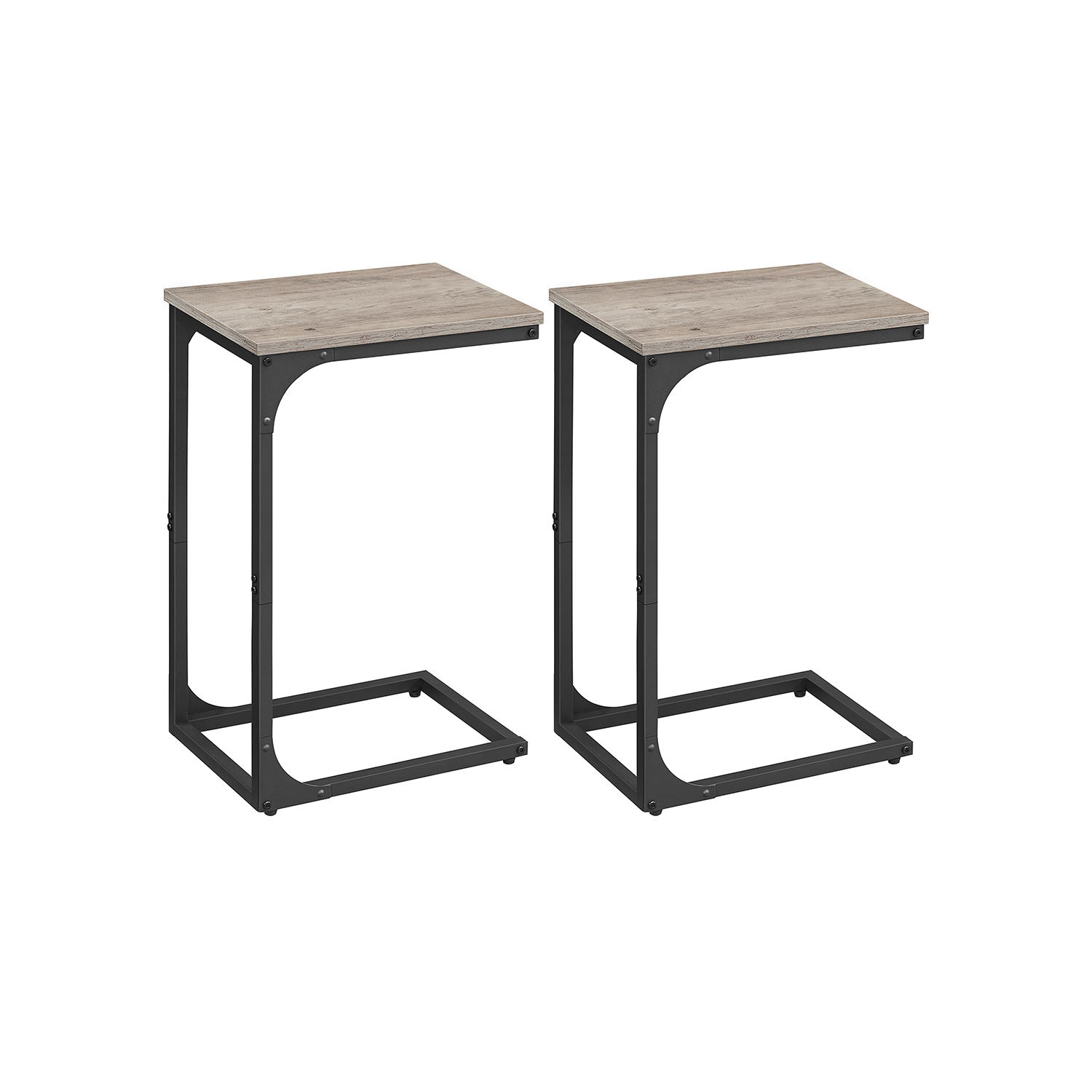 Side Tables - VIVNIA C-Shaped Set of 2 with Optional Helper Information - Light Grey - Indigo Home
