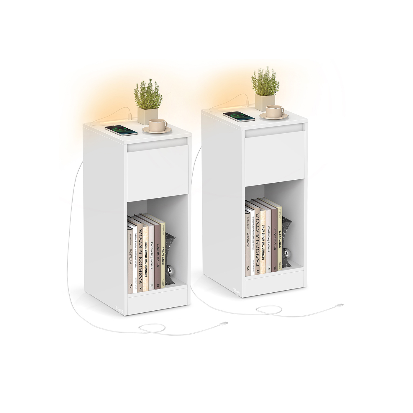 Side Table - VERRO Record Player Stand Vinyl Storage 3 Tier - Snow White - Indigo Home