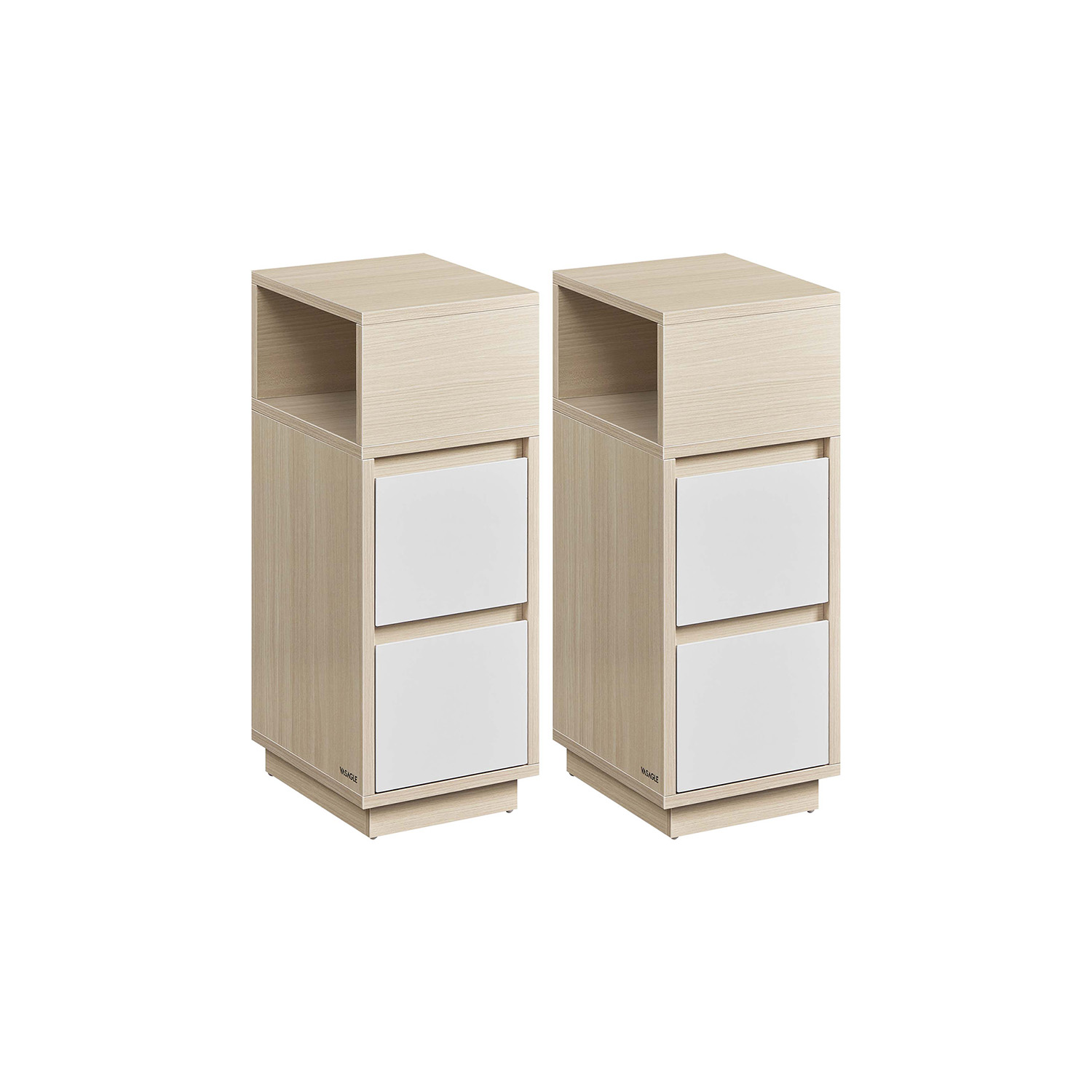 Side Tables - ZARZA Set of 2 Small Narrow End Tables with 2 Drawer - Beige - Indigo Home