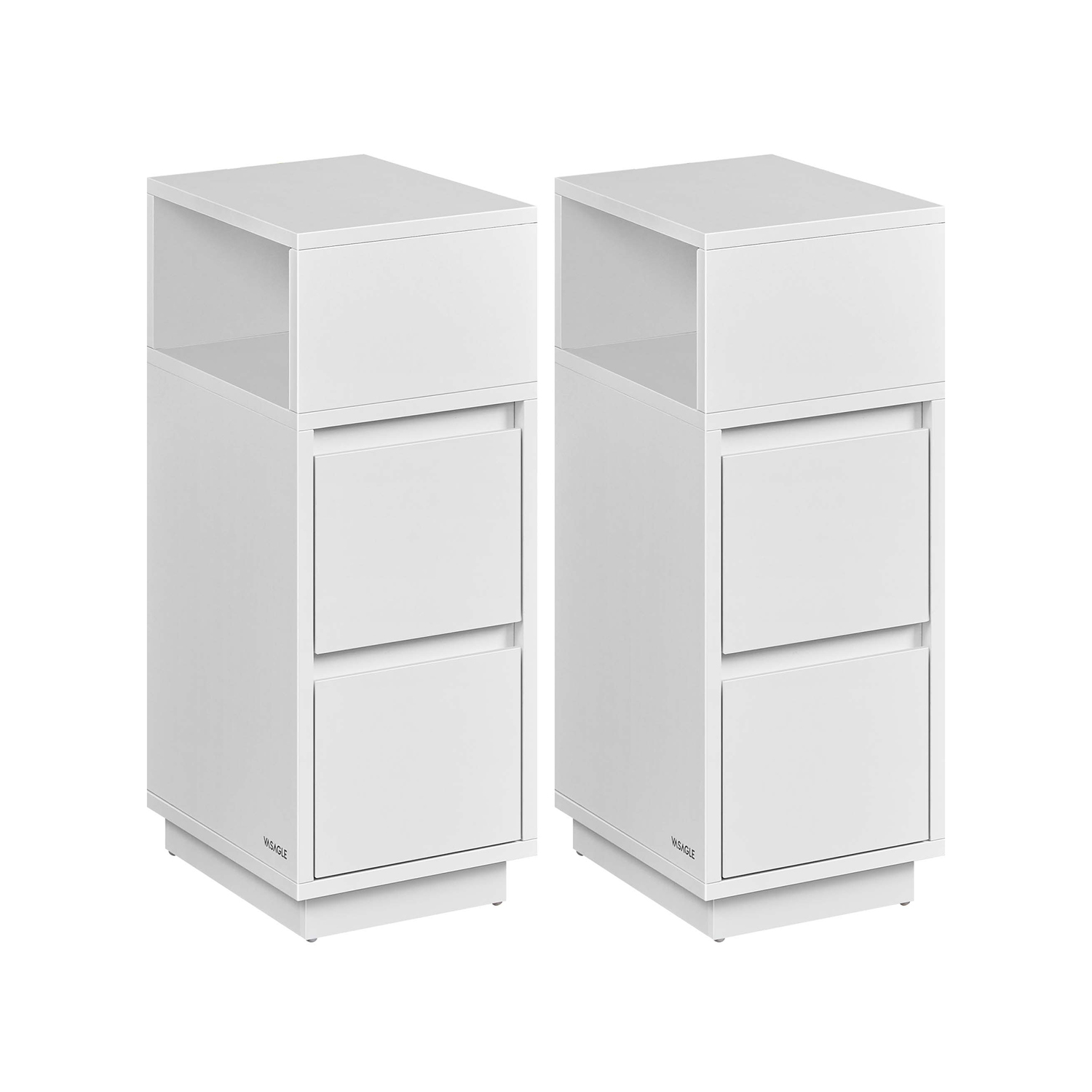 Bedside Tables - ZARZA Slim Set of 2 - White - Indigo Home