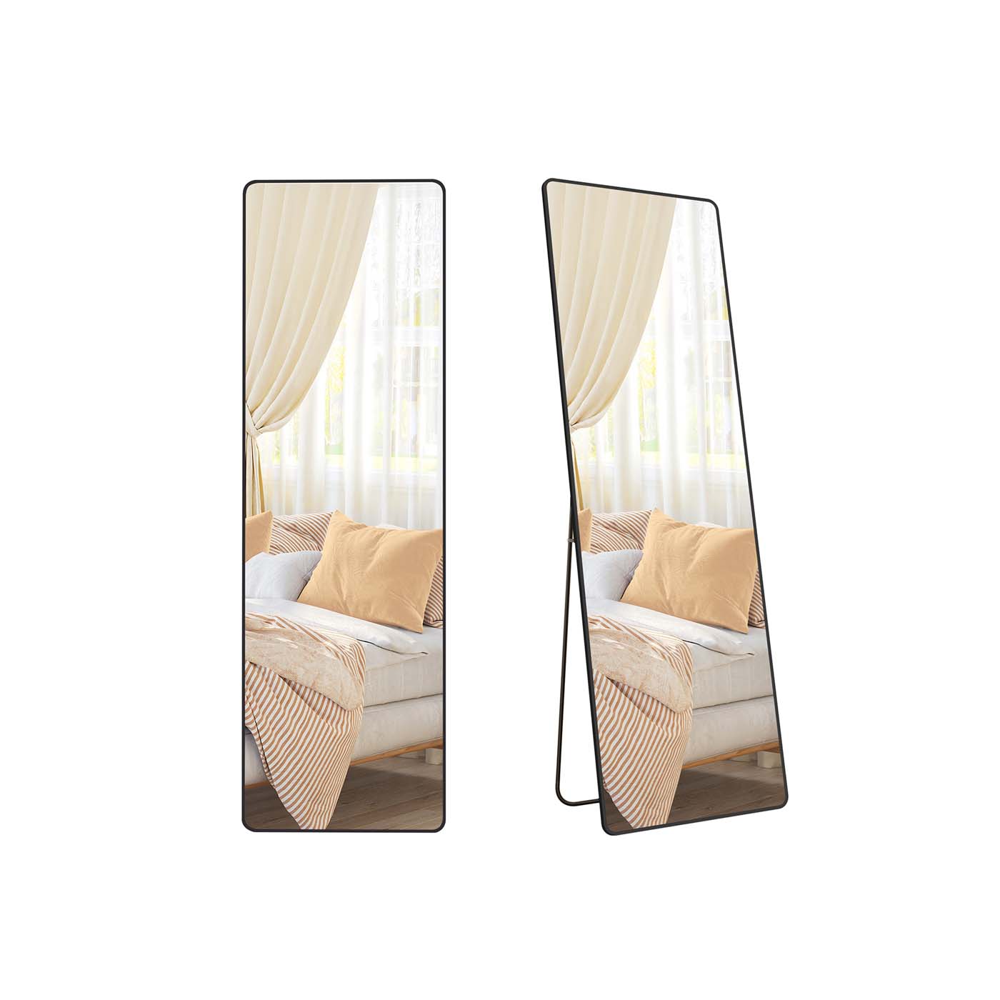 ROWANSHIRE Rectangle Full Length Mirror with Stand - Black - Indigo Home