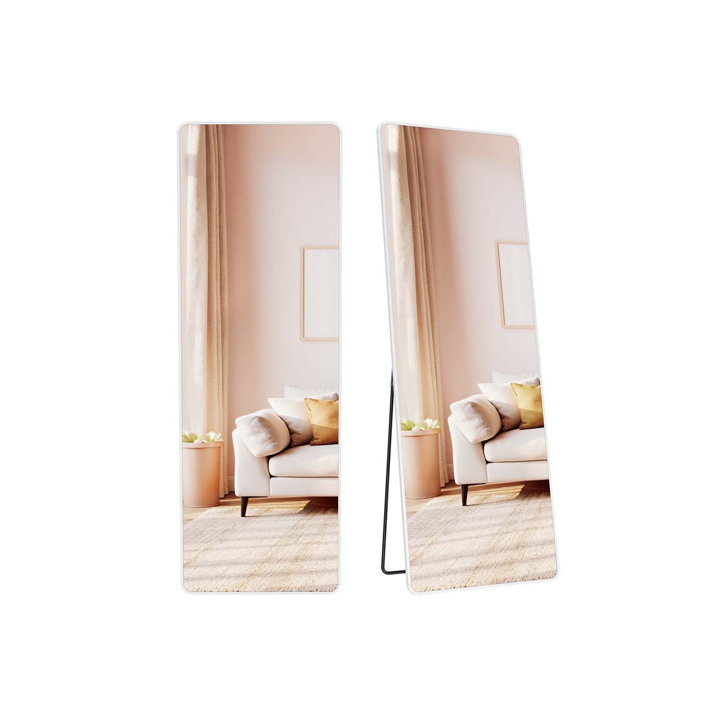 ROWANSHIRE Rectangle Full Length Mirror with Stand - White - Indigo Home