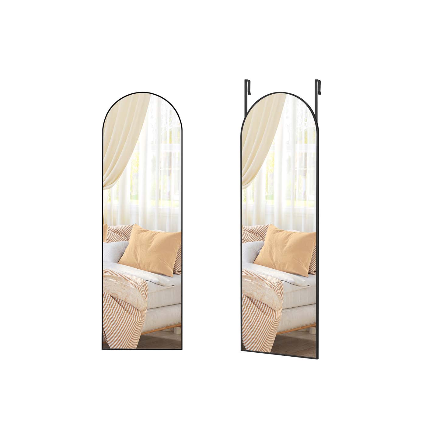 ROWANSHIRE Arched Full Length Mirror for Door and Wall Mounting - Black - Indigo Home