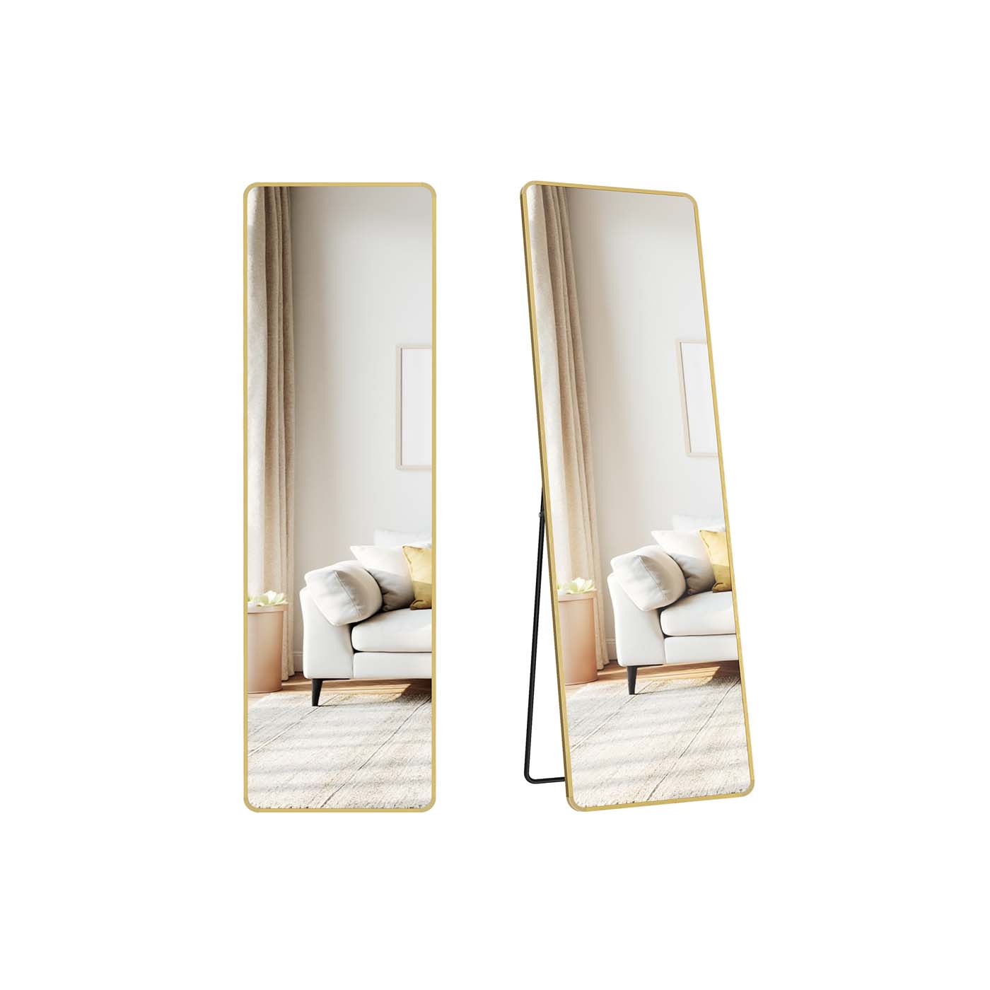 ROWANSHIRE Rectangle Full Length Mirror with Stand - Gold, 40cm - Indigo Home