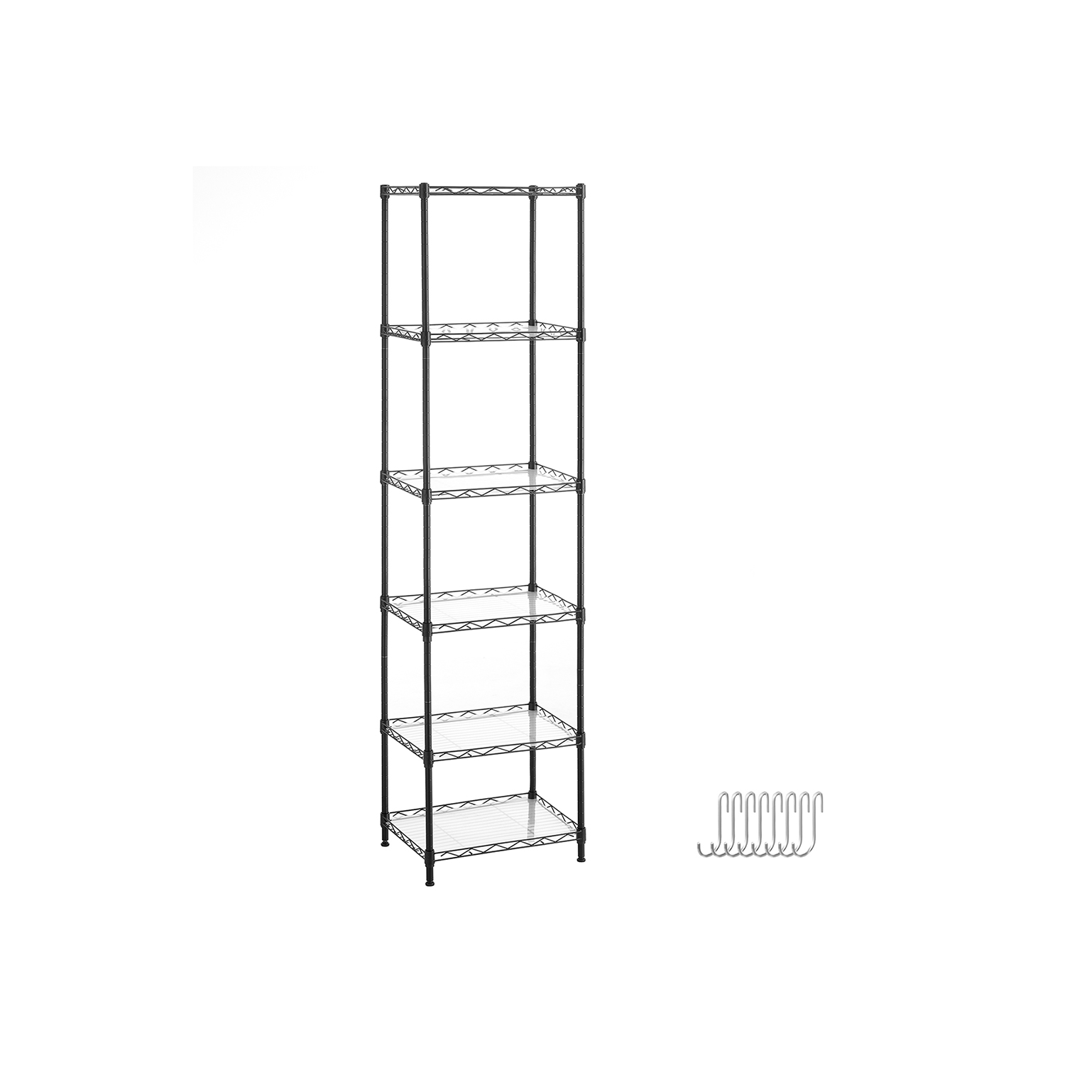 6-Tier Wire Shelving Unit with Adjustable Shelves Ink Black - Indigo Home