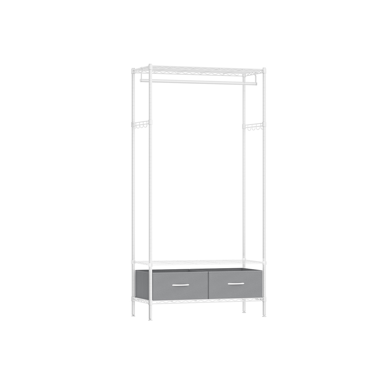 Clothes Rack - FINNIA Mesh Shelf Clothes Rack - White and Dove Grey - Indigo Home