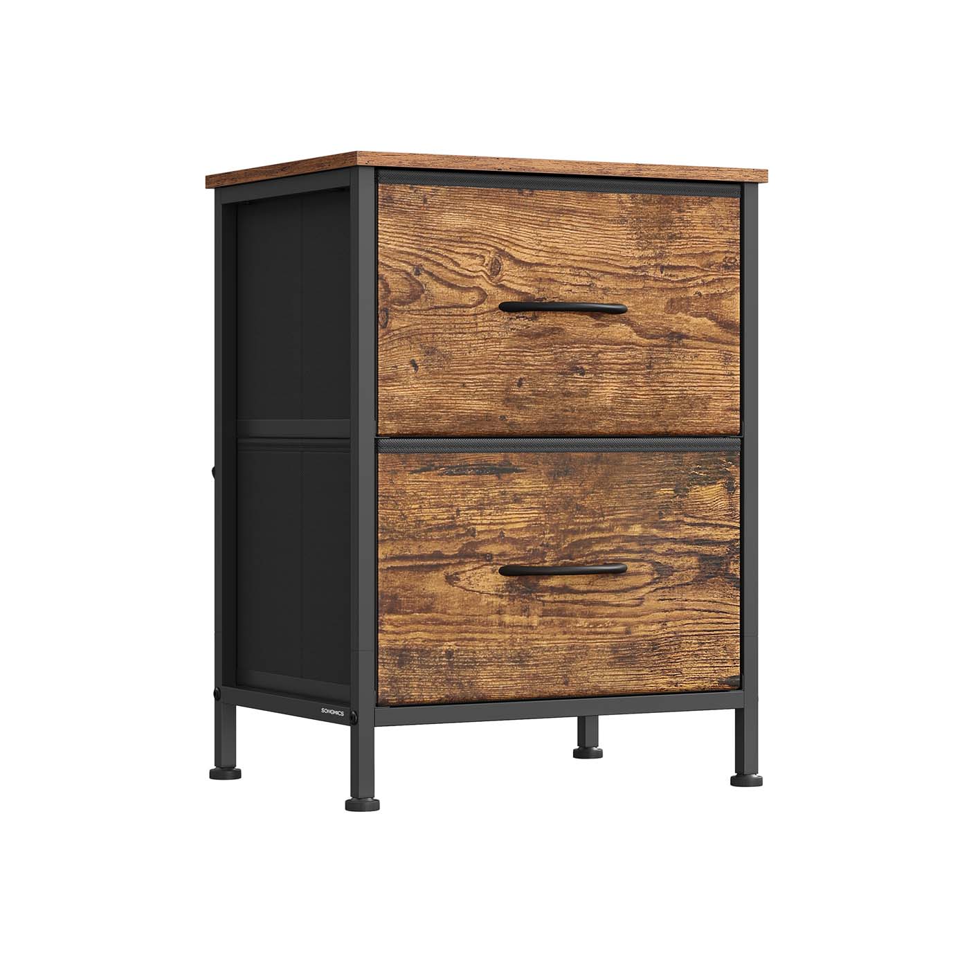SILVERDEN Bedside Table with 2 Drawer Fabric Storage - Brown - Indigo Home