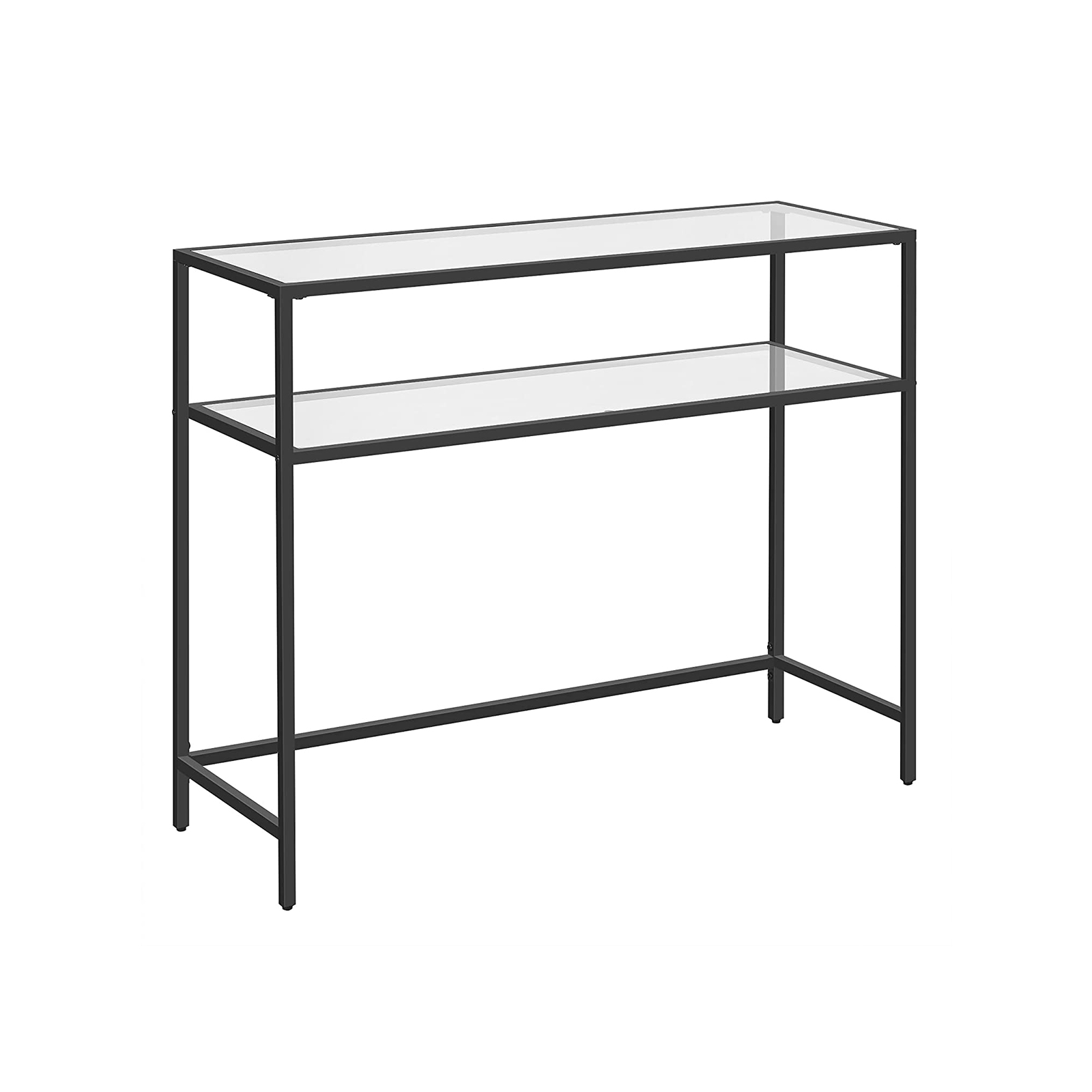 Console Table - VIVVAS Entrance Sofa End Table with Tempered Glass Top - Black - Indigo Home