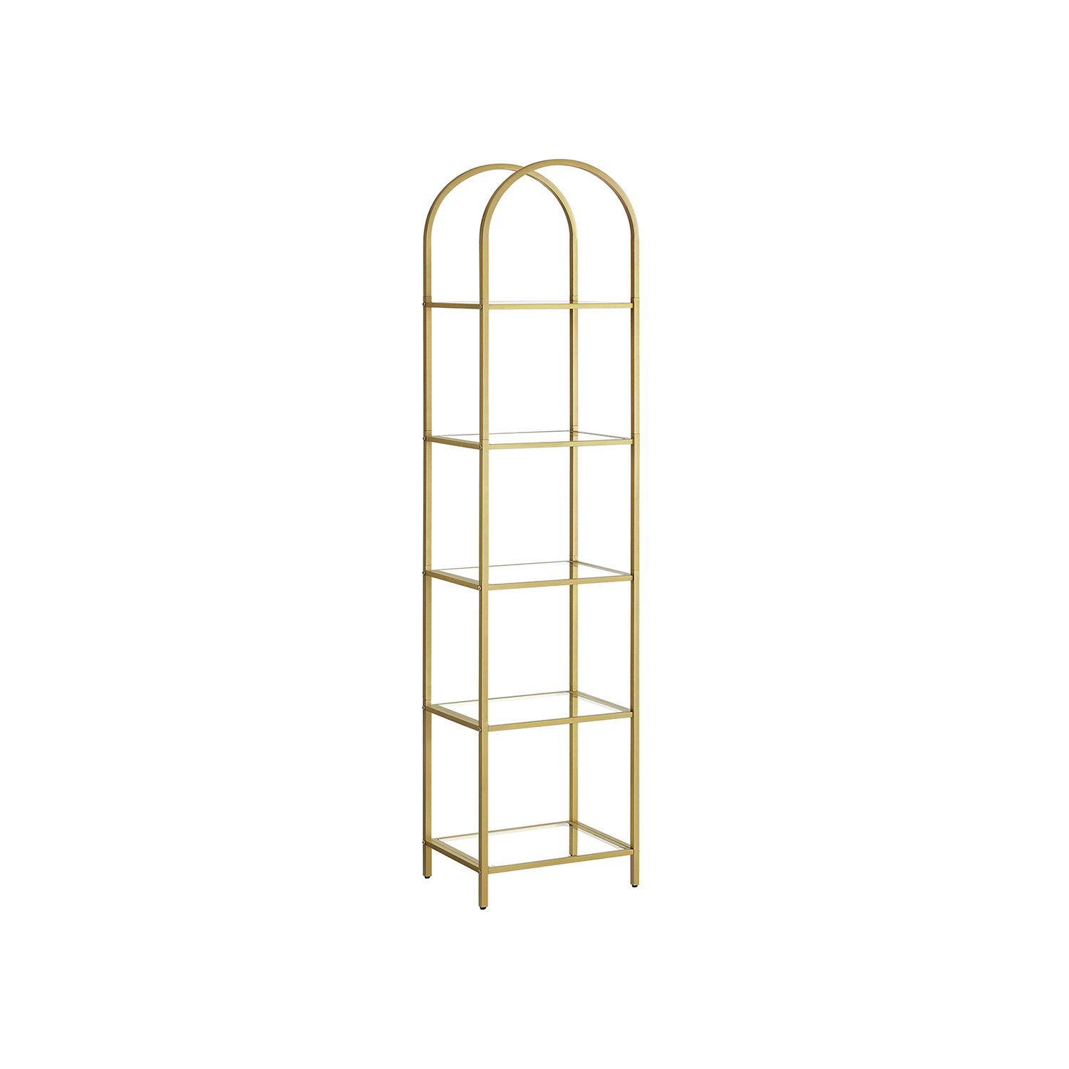 5-Tier Shelf, Tempered Glass Shelving Unit, Arched Design - Indigo Home
