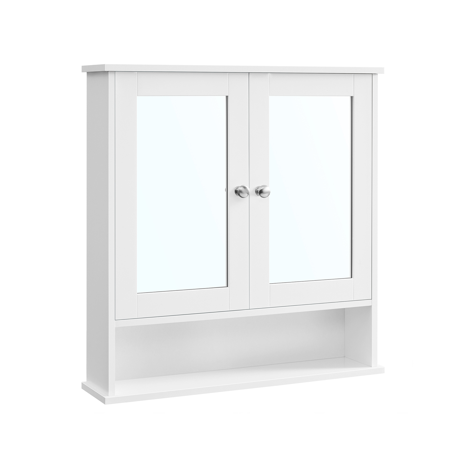 Wall-Mounted Bathroom Cabinet with 2 Mirrored Doors and Compartment - Indigo Home