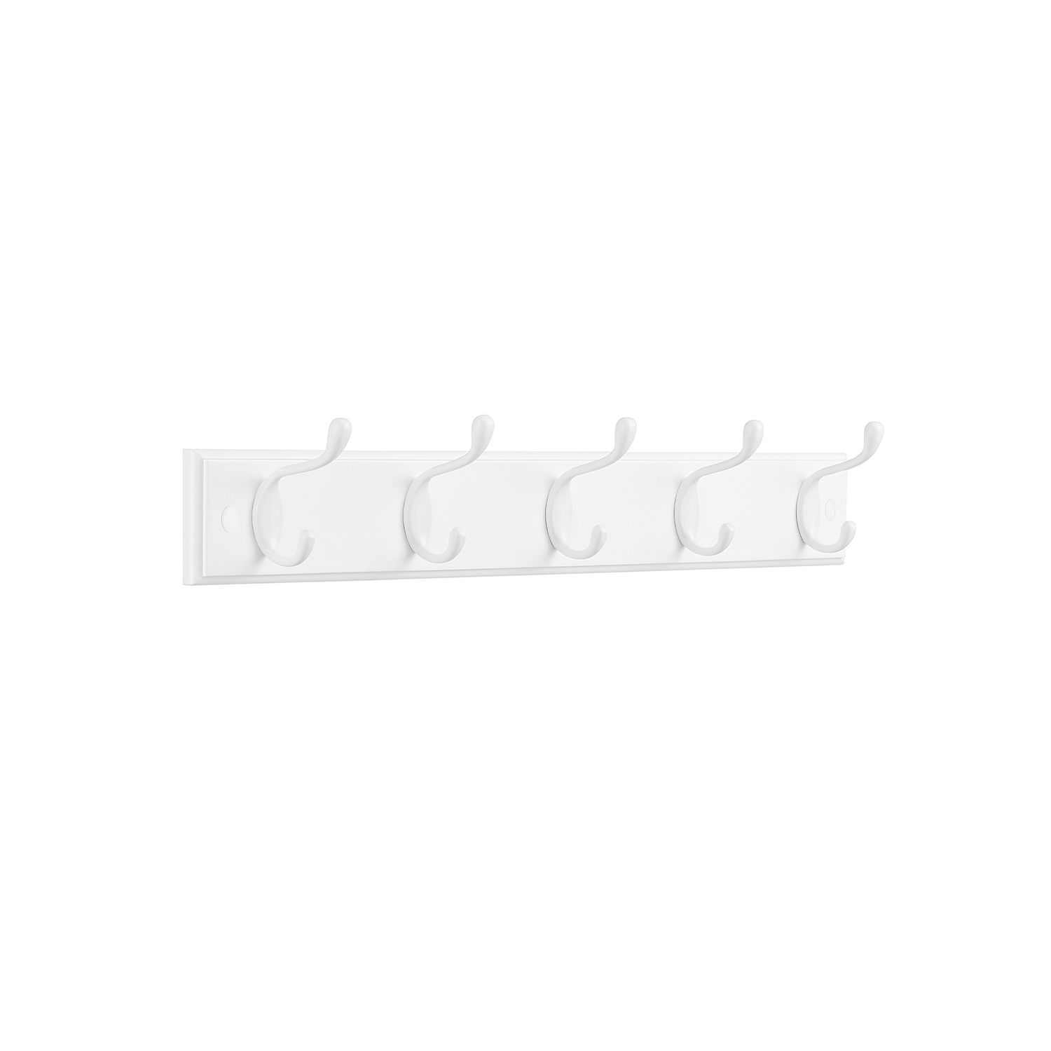 Coat Rack - MONRAE Wall Mounted with 5 Dual Metal Hooks - White - Indigo Home