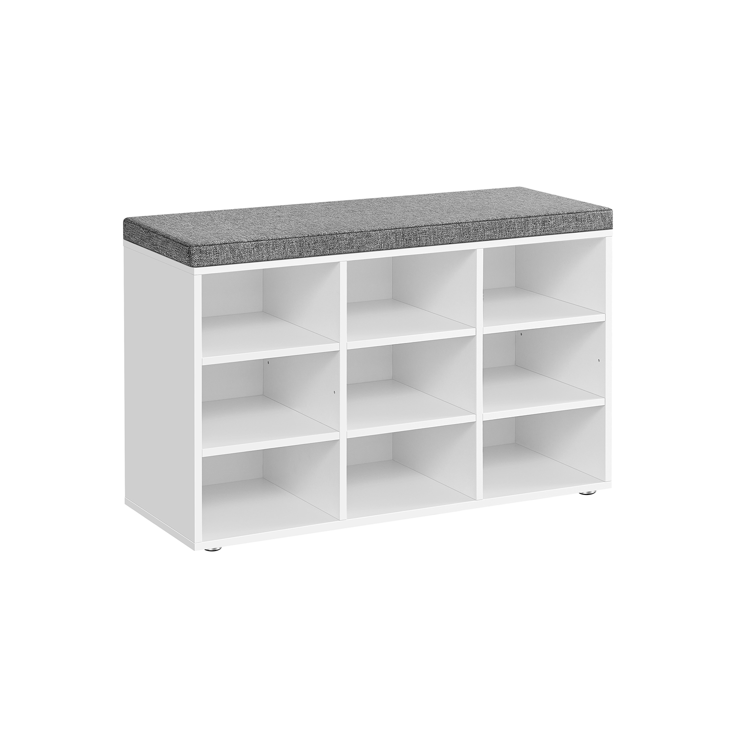 Storage Bench with Padded Seat and 9 Compartments White - Indigo Home