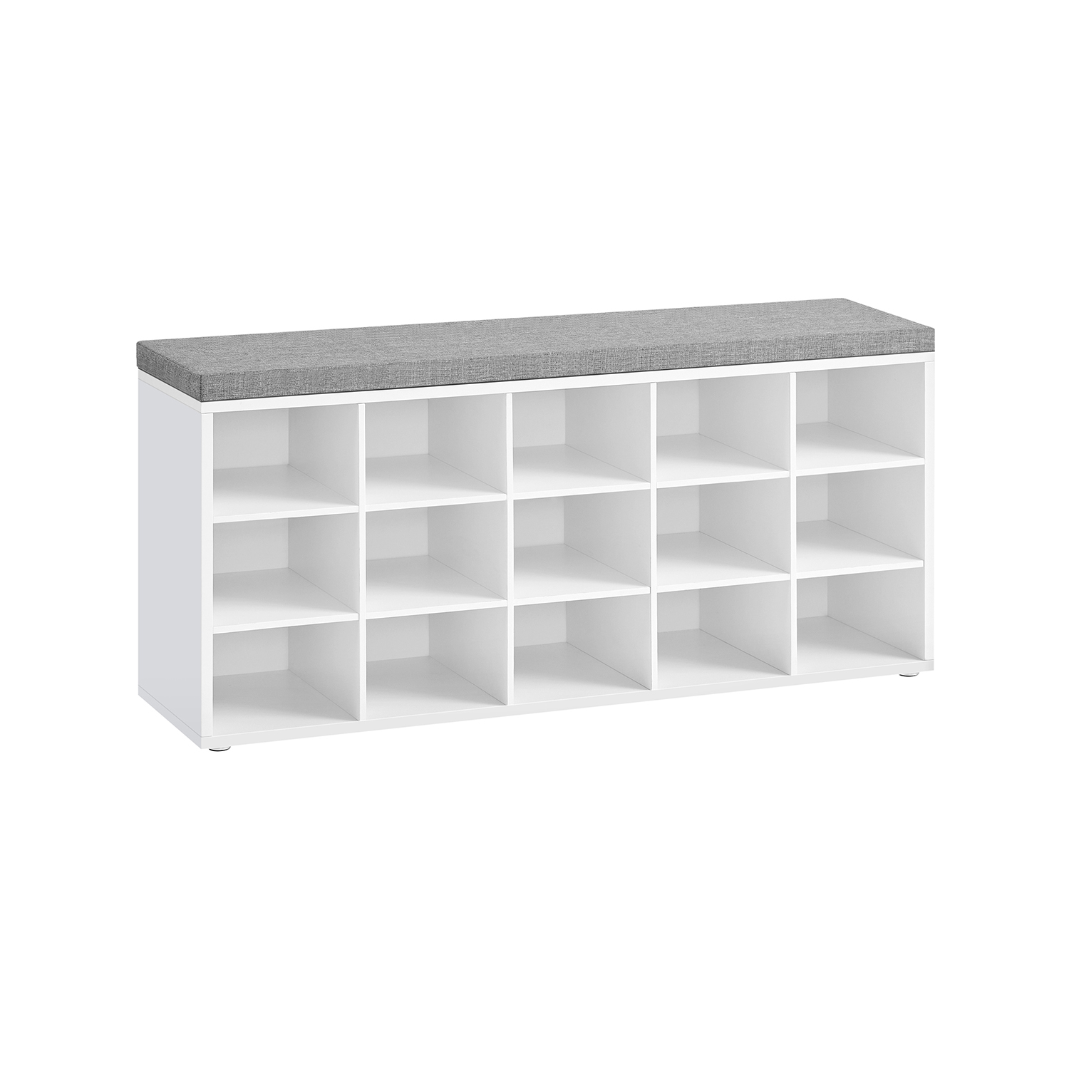 ASTSO Shoe Rack - 15 Compartment Padded Seat Medium Sized Rack - Dove Grey - Indigo Home